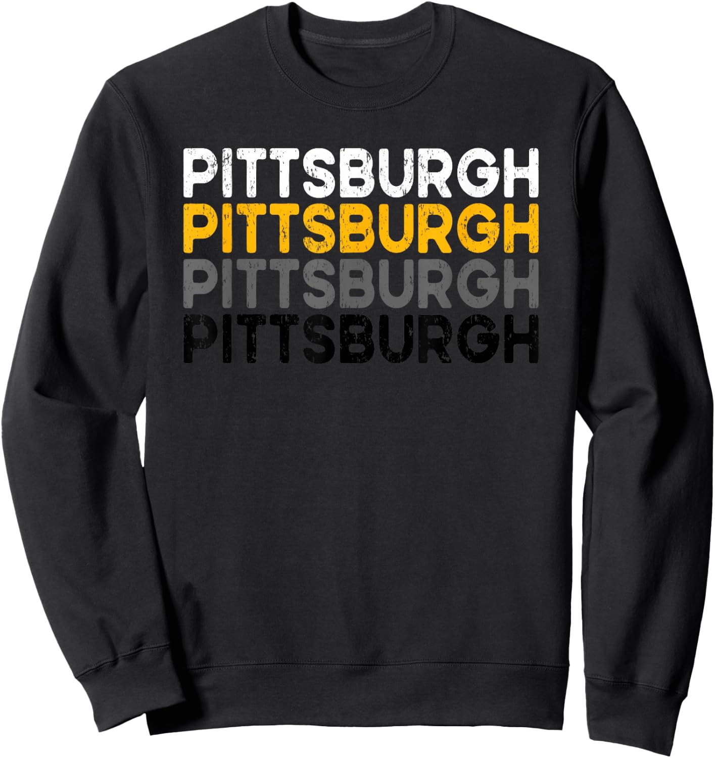 Pittsburgh 412 Pride Love Yinzer Faded PA Letters PGH Sweatshirt - Sweatshirt | Black