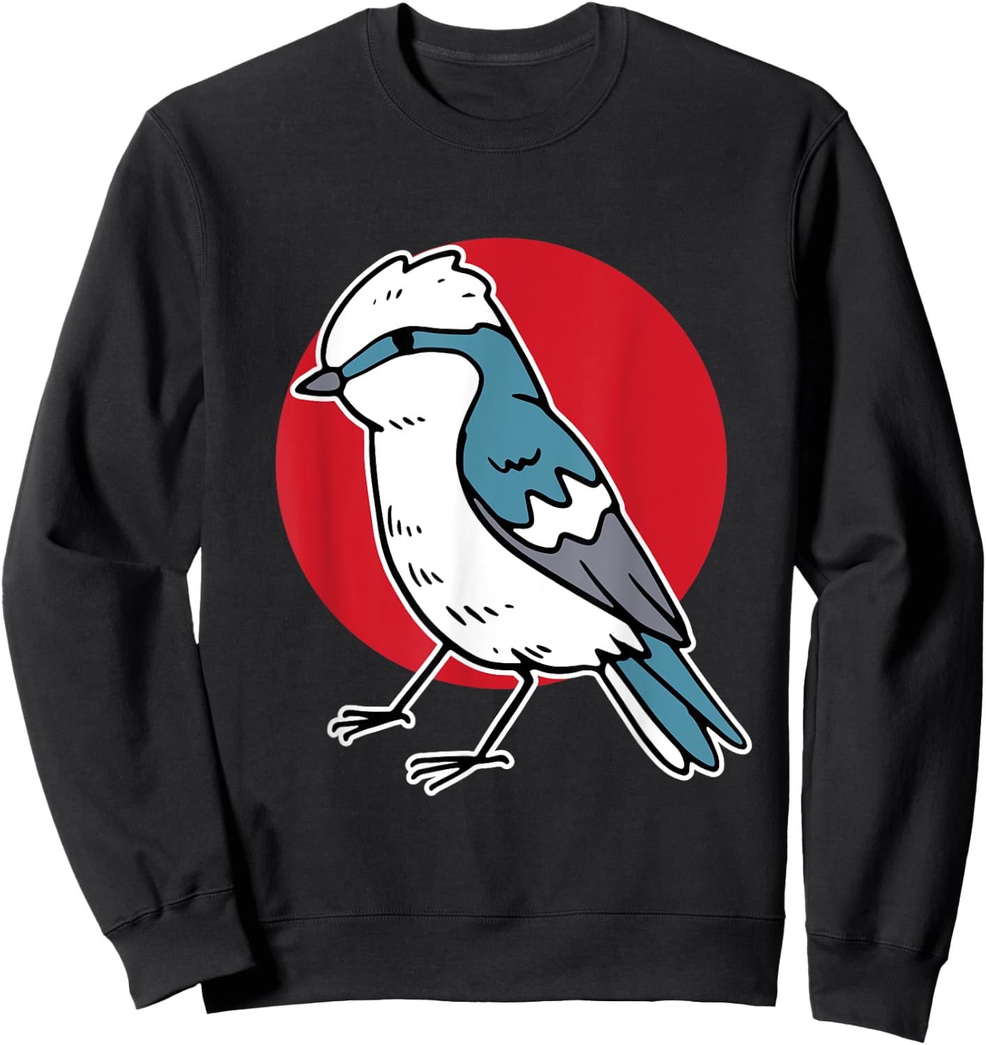 Cartoon Blue Jay Blue Bird On Red Circle Sweatshirt - Sweatshirt | Black
