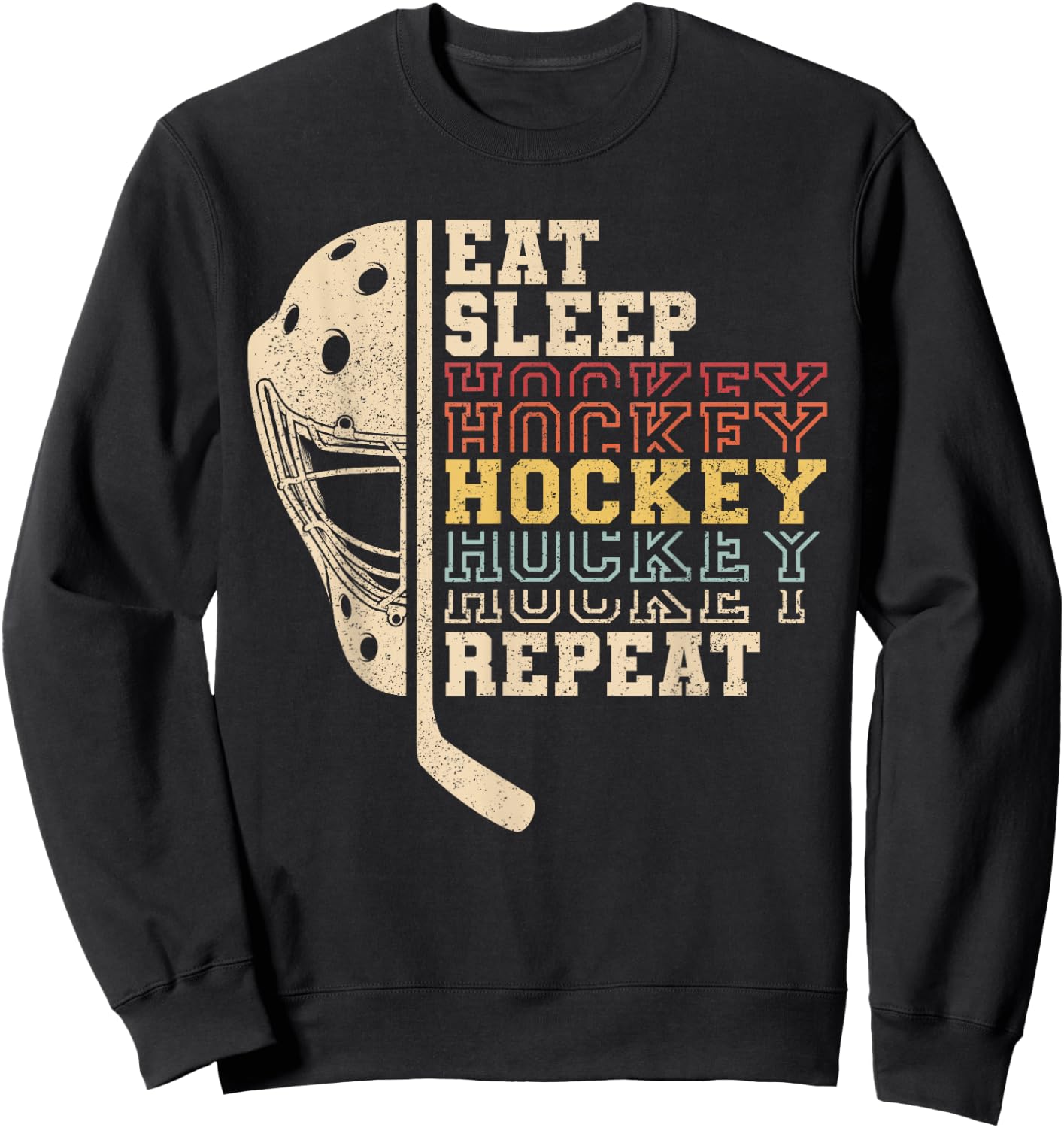 Eat Sleep Hockey Repeat Men Boys Kid Funny Ice Hockey Player Sweatshirt - Sweatshirt | Black