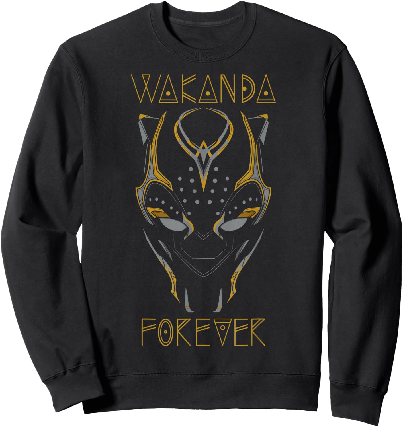 Marvel Black Panther: Wakanda Forever Gold Mask Emblem Sweatshirt - Sweatshirt | Black