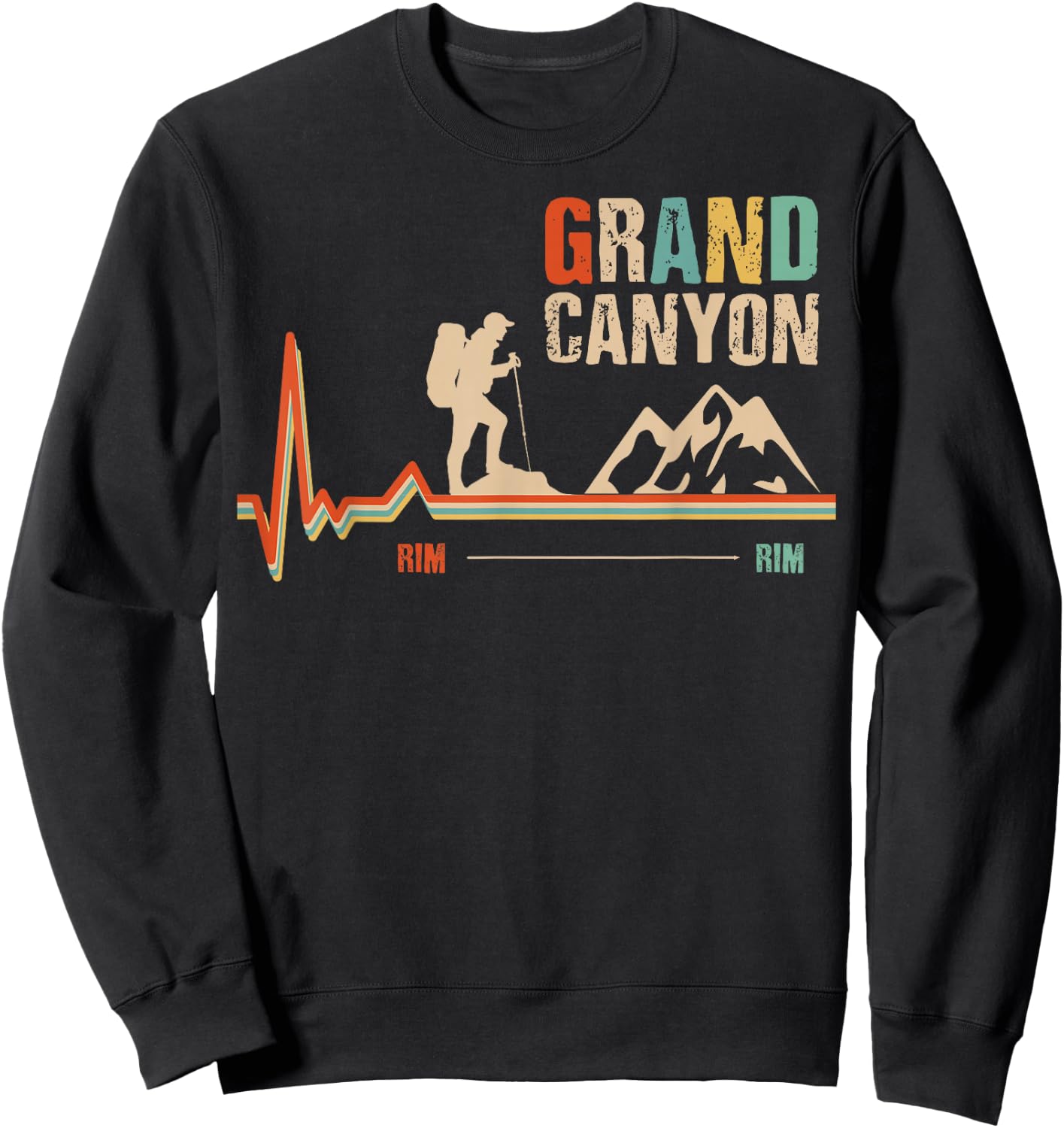 Grand Canyon National Park - Rim - Rim - Retro Hiking Sweatshirt - Sweatshirt | Black