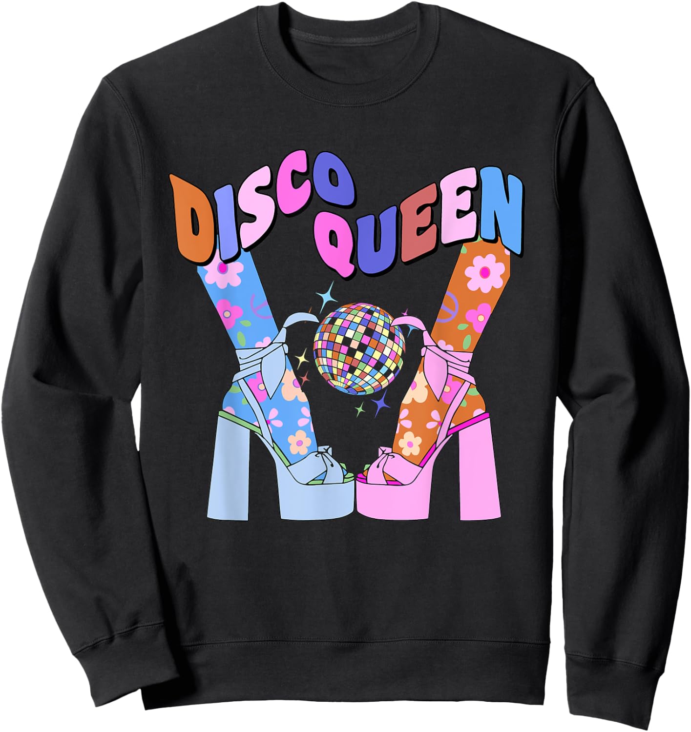 Disco Queen 70's Disco Themed Vintage Seventies Costume Sweatshirt - Sweatshirt | Black