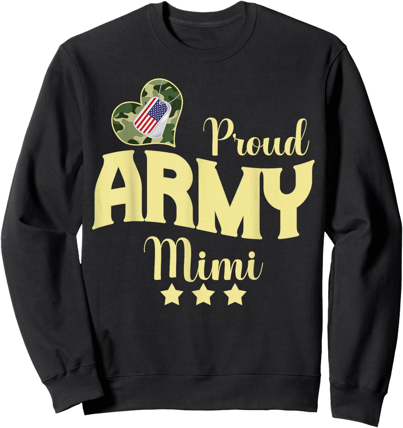 Proud Army MIMI Camouflage Dog Tag Family Matching Sweatshirt - Sweatshirt | Black
