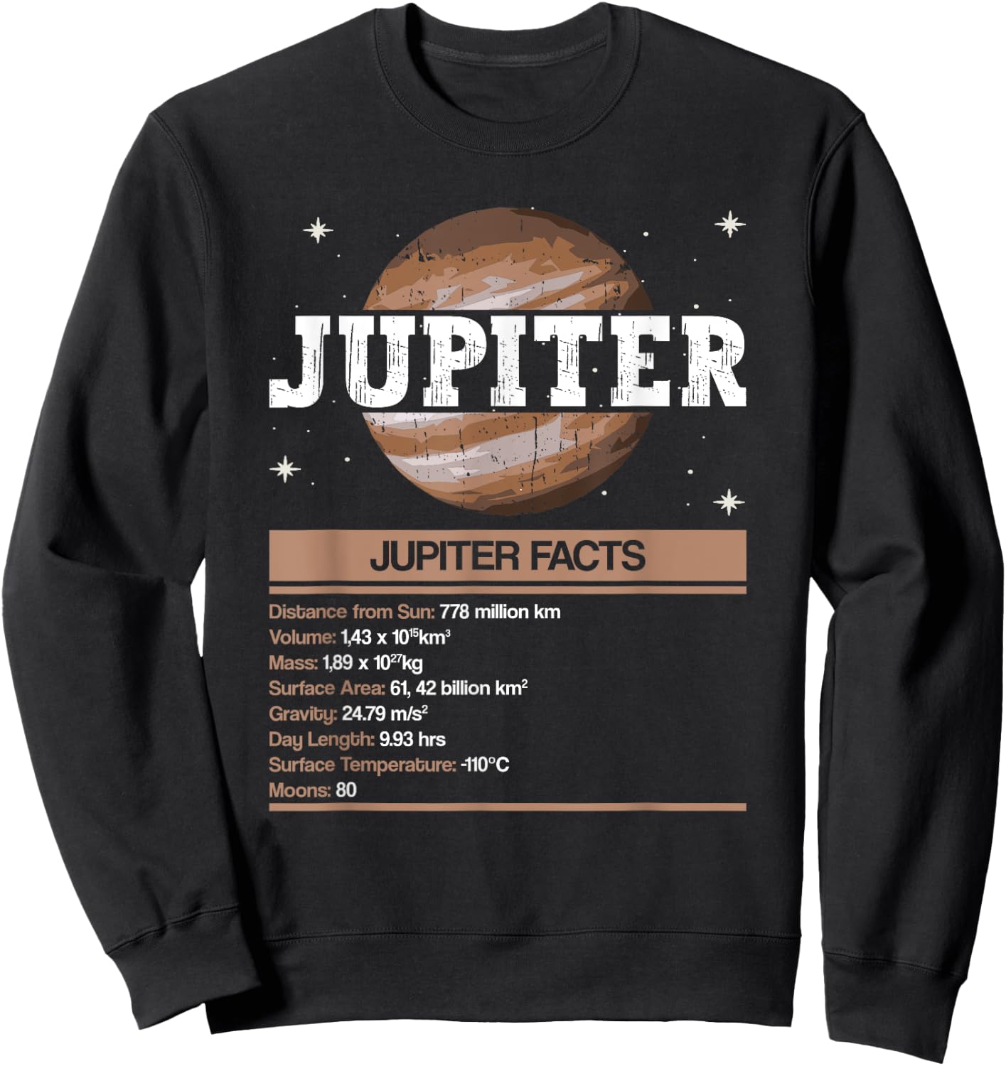 Jupiter Facts - Jupiter Planet Space Lover Sweatshirt - Sweatshirt | Black