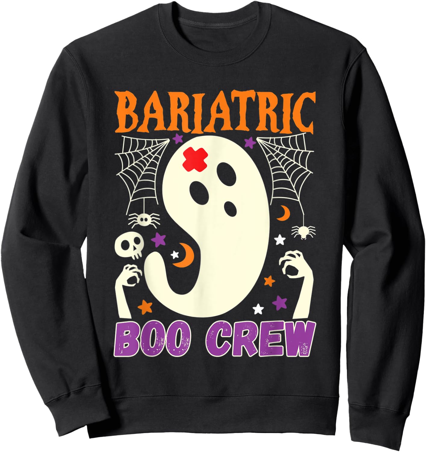 Bariatric Boo Crew Nurse Halloween Nurses Cute Ghost Women Sweatshirt - Sweatshirt | Black
