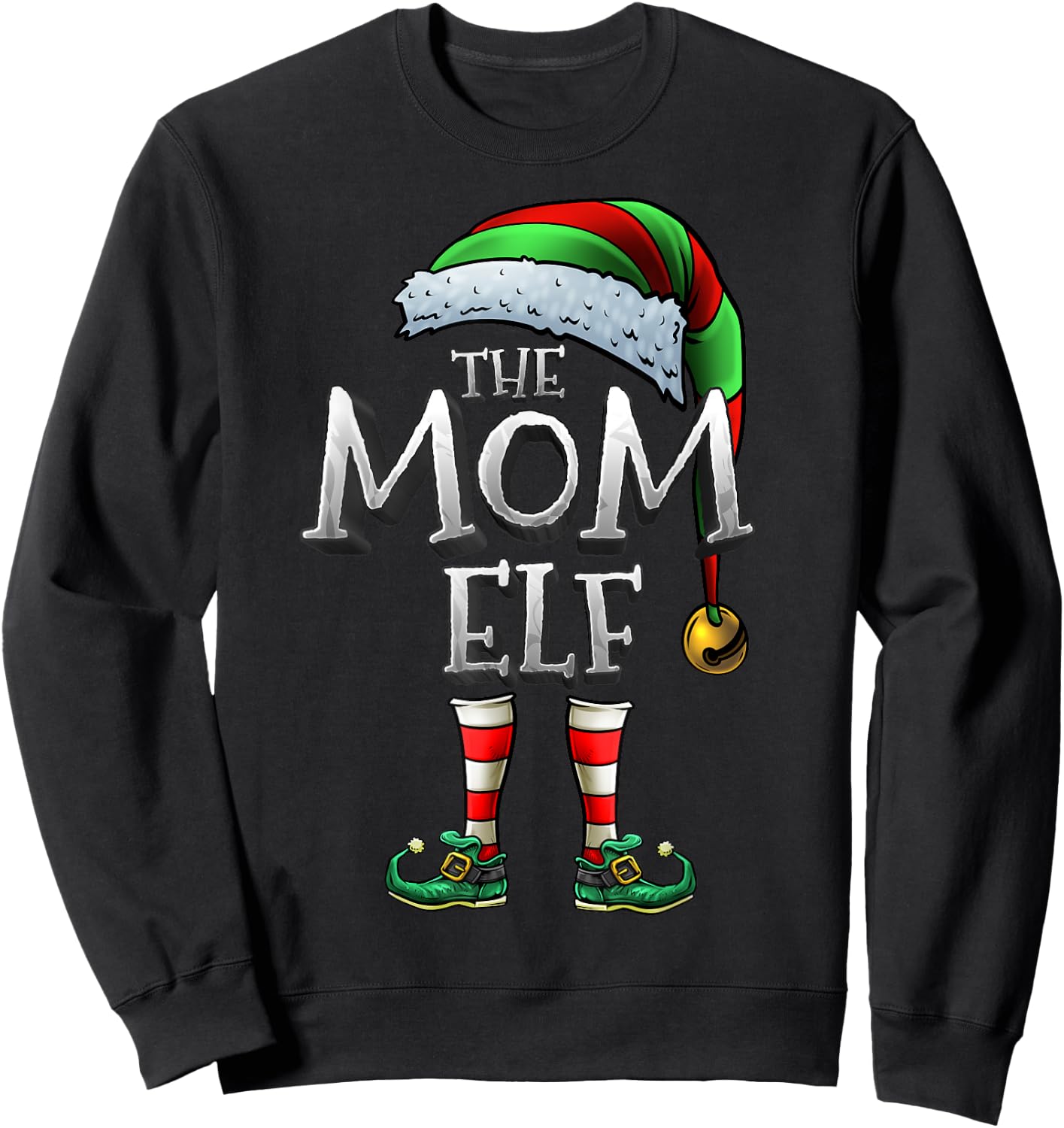 The Mom Elf Shirt Matching Family Mom Christmas Elf women Sweatshirt - Sweatshirt | Black