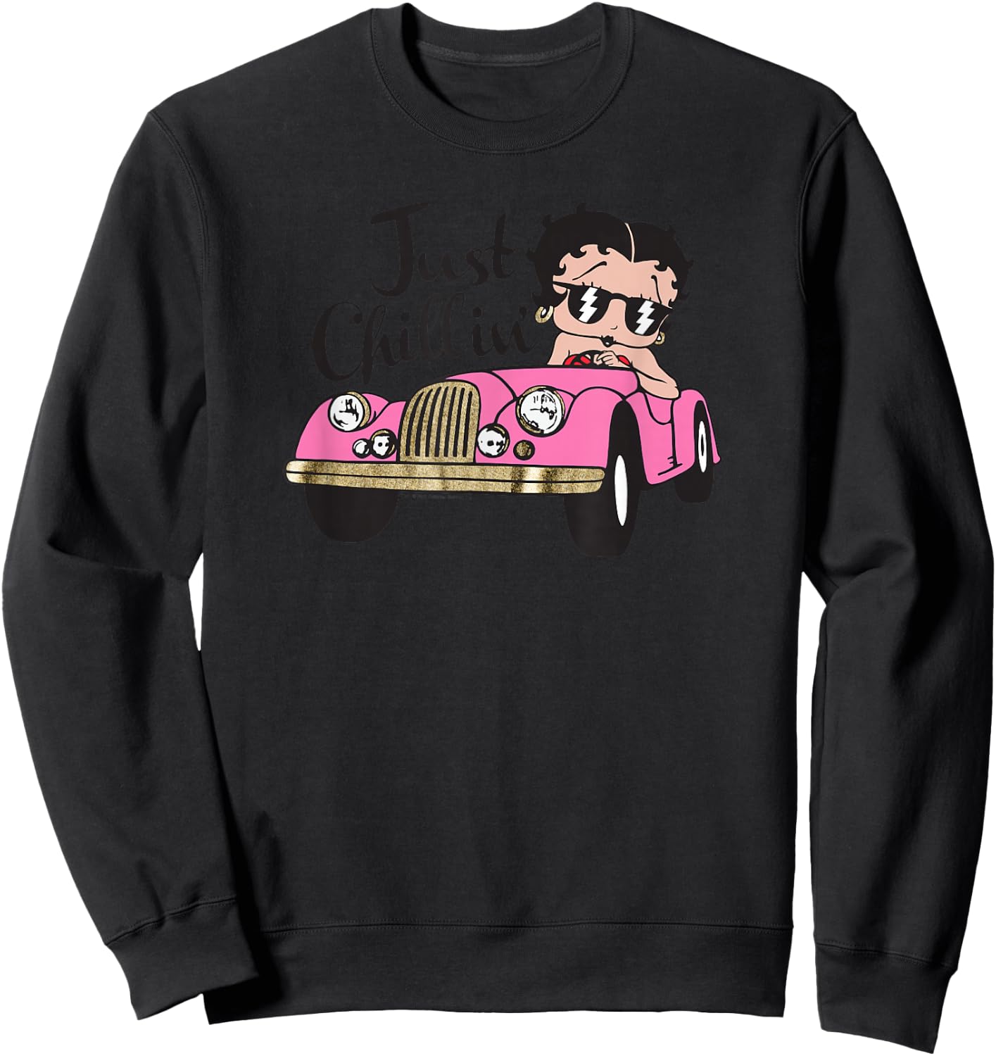 Betty Boop Pink Car Just Chillin' Sweatshirt - Sweatshirt | Black