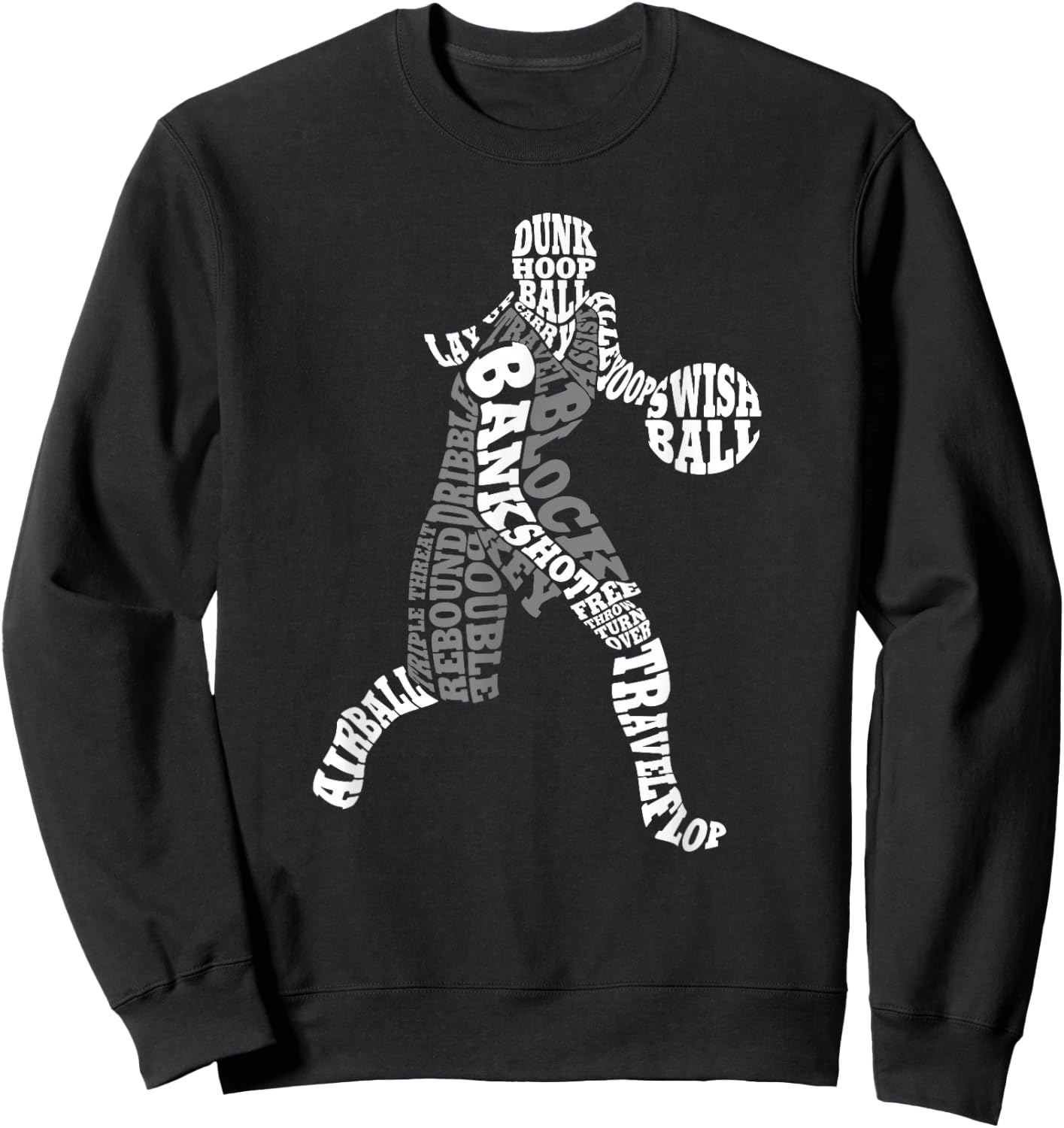 Female Basketball Player Typography Word Art Sweatshirt - Sweatshirt | Black