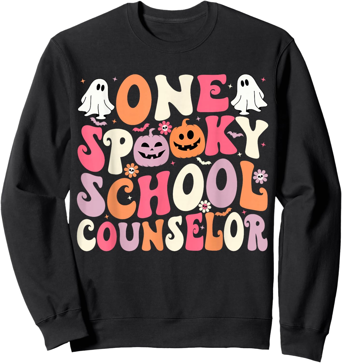 One Spooky School Counselor Halloween Teacher Counseling Sweatshirt - Sweatshirt | Black