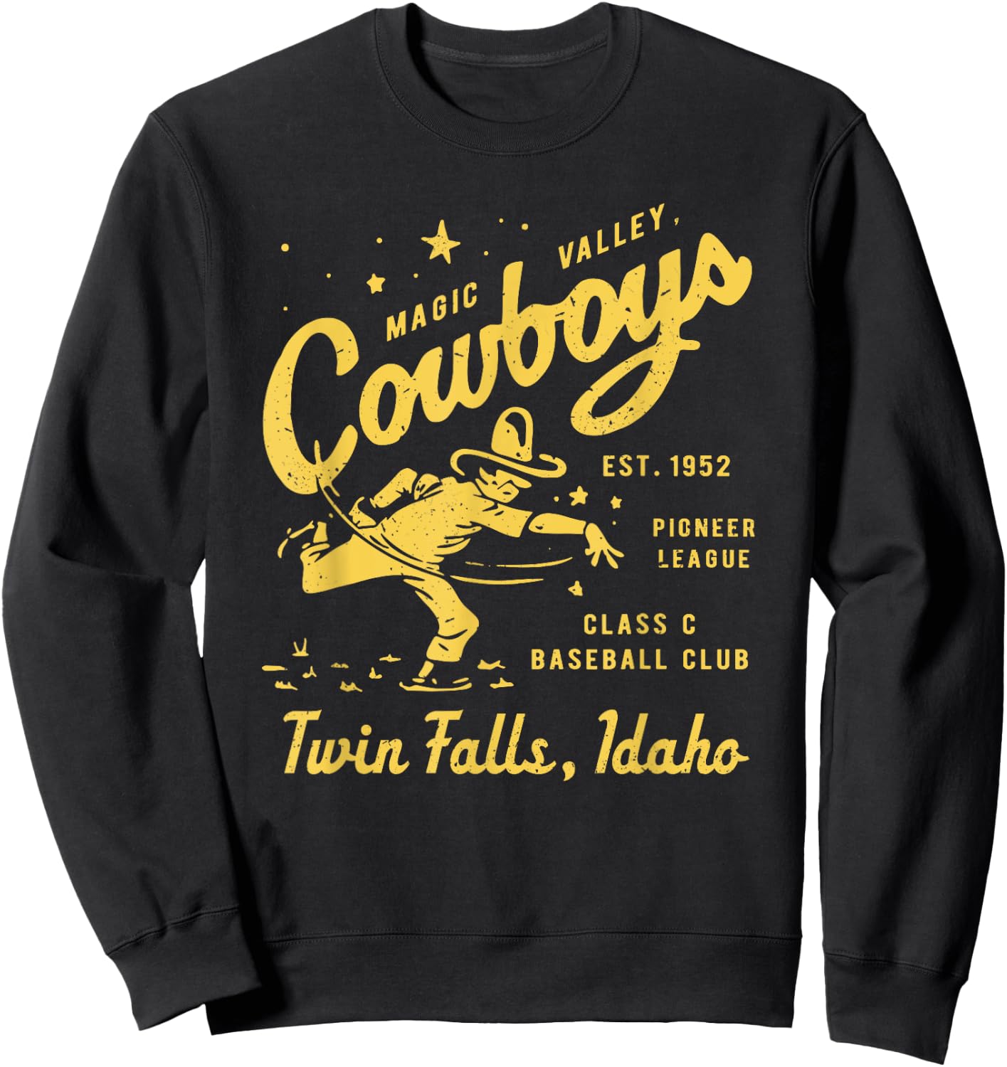 Twin Falls Magic Valley Cowboys Idaho Defunct Baseball Sweatshirt - Sweatshirt | Black