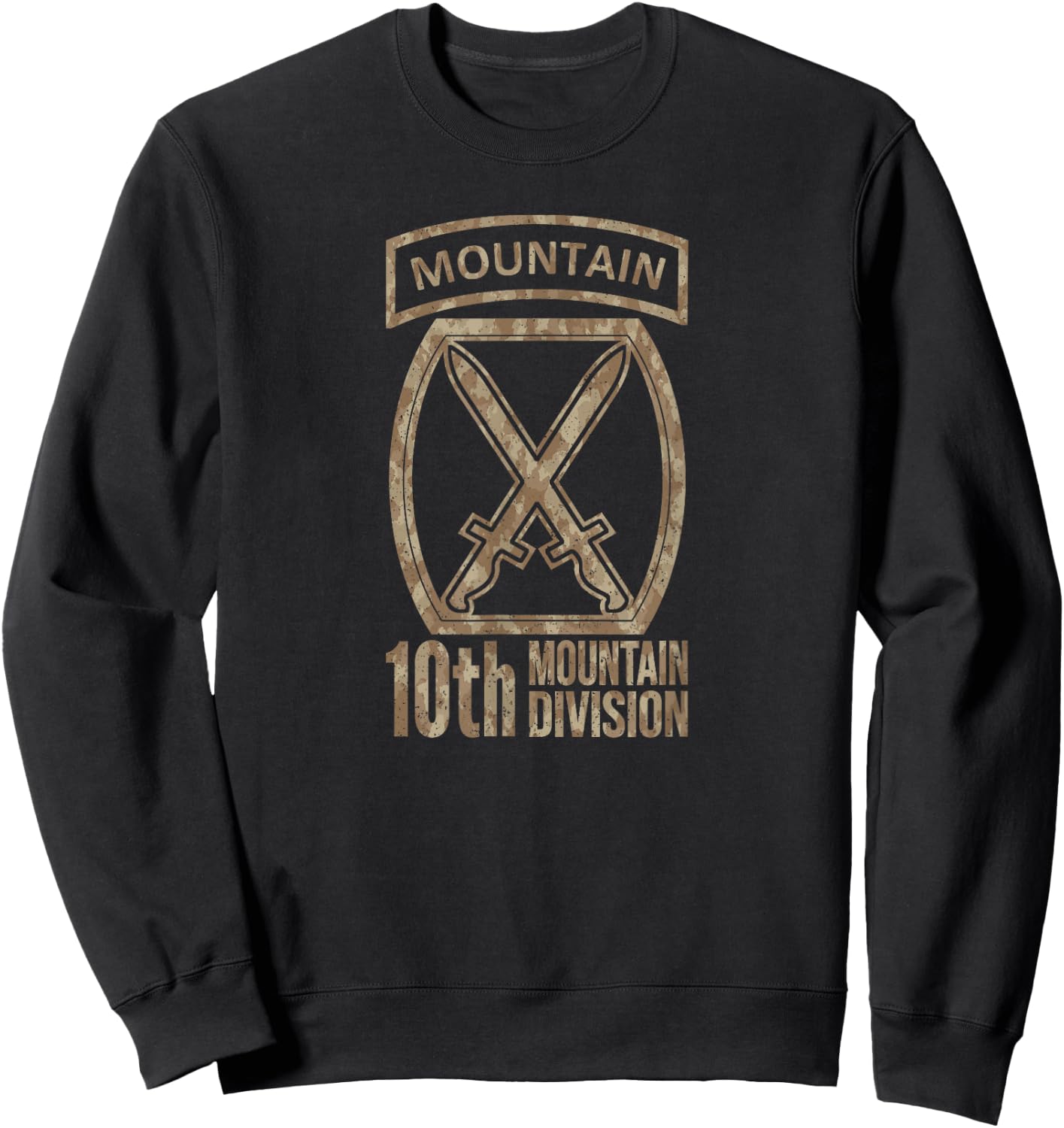 10th Mountain Division Army Infantry Us Usa Veteran Camo Sweatshirt - Sweatshirt | Black
