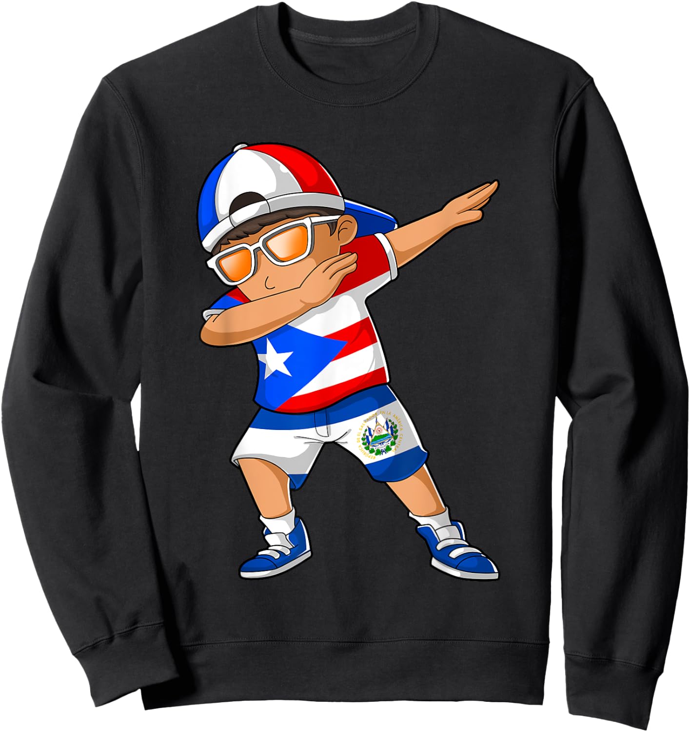 Half Puerto Rican Half Salvadoran Boy Puerto Rico Flag Sweatshirt - Sweatshirt | Black