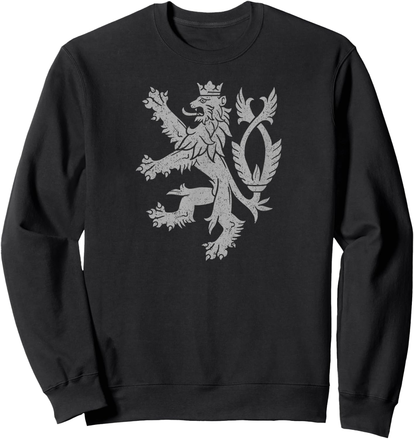 Czech Republic ARMS Double-Tailed Lion Flag Gray Sweatshirt - Sweatshirt | Black