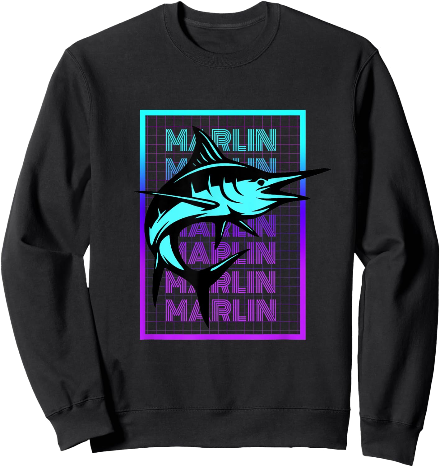 Marlin Fish Vintage Retro Marlin Sweatshirt - Sweatshirt | Black