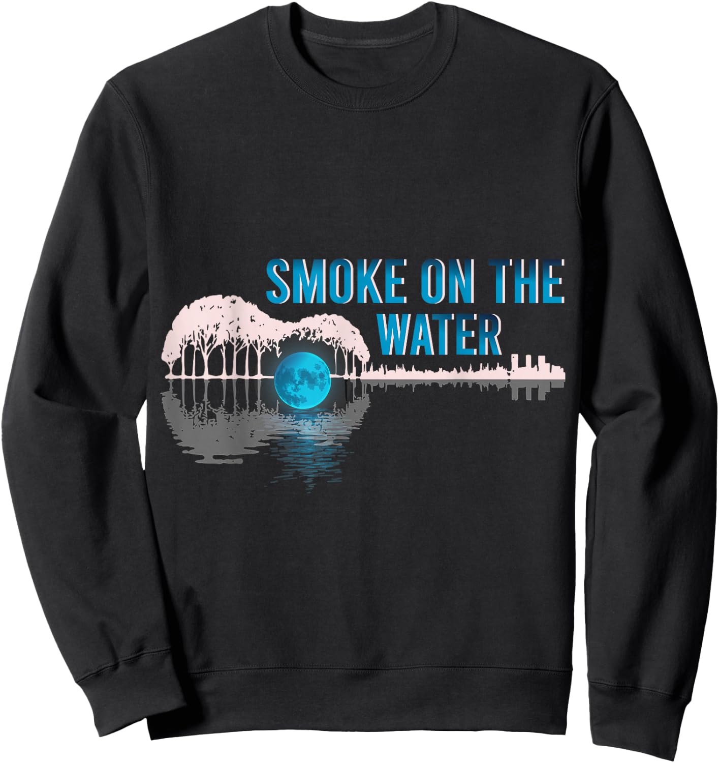 Guitar Lake Shadow Love Guitar Smoke on Water Guitar Sweatshirt - Sweatshirt | Black