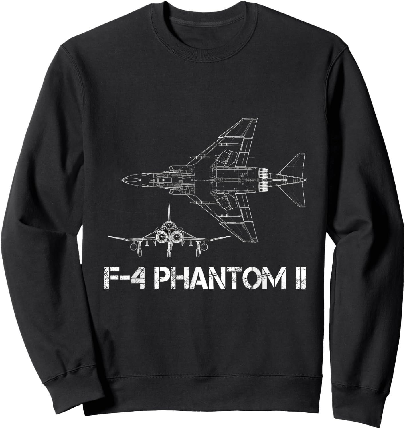 McDonnell Douglas F-4 Phantom II Blueprint Aircraft Sweatshirt - Sweatshirt | Black