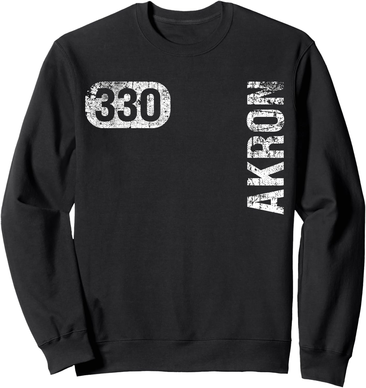 Akron Ohio 330 Area Code Vintage Retro Sweatshirt - Sweatshirt | Black