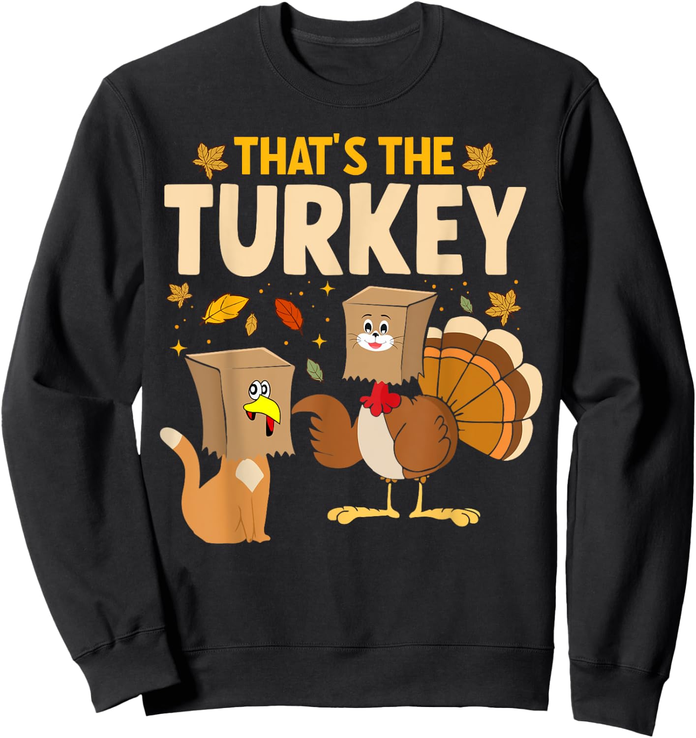 Thanksgiving Funny Fake Cat Turkey Cat Owner Holiday Women Kids Sweatshirt - Sweatshirt | Black