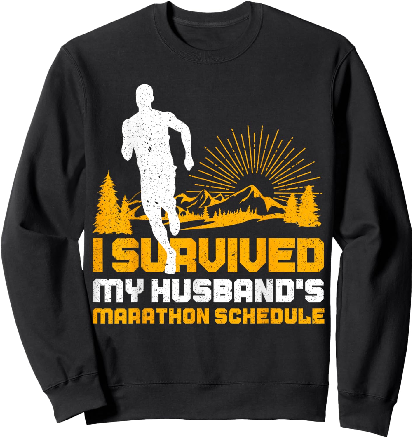 Wife Of Marathon Runner Funny Running Run Athlete Gag Outfit Sweatshirt - Sweatshirt | Black