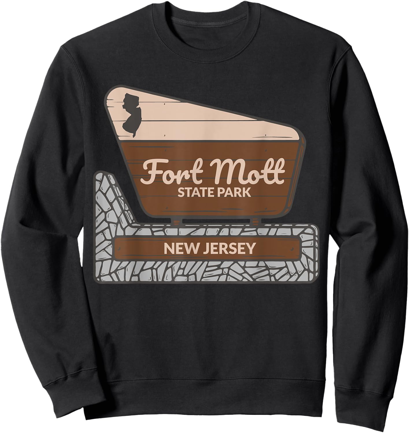 Fort Mott State Park New Jersey Welcome Sign Souvenir Sweatshirt - Sweatshirt | Black