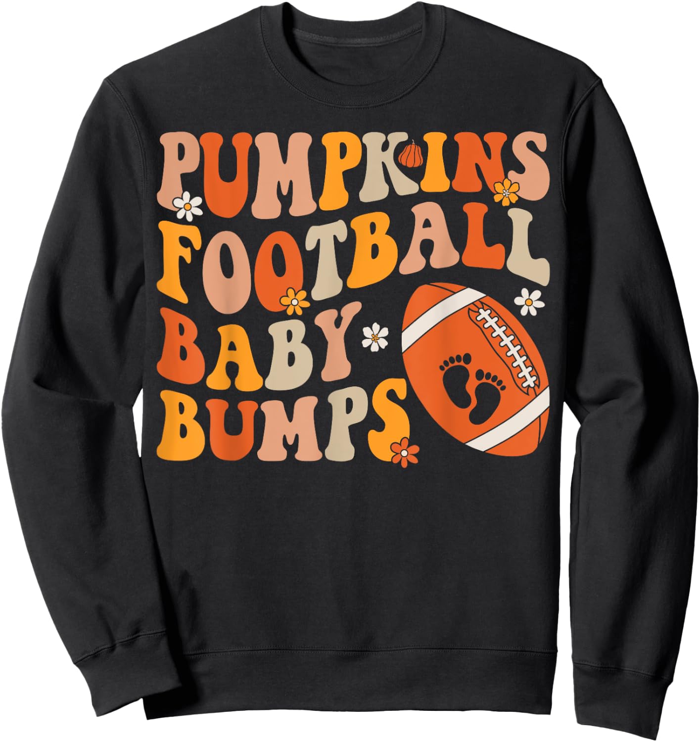 Pumpkins Football Baby Bumps Pregnancy Announcement Fall Sweatshirt - Sweatshirt | Black