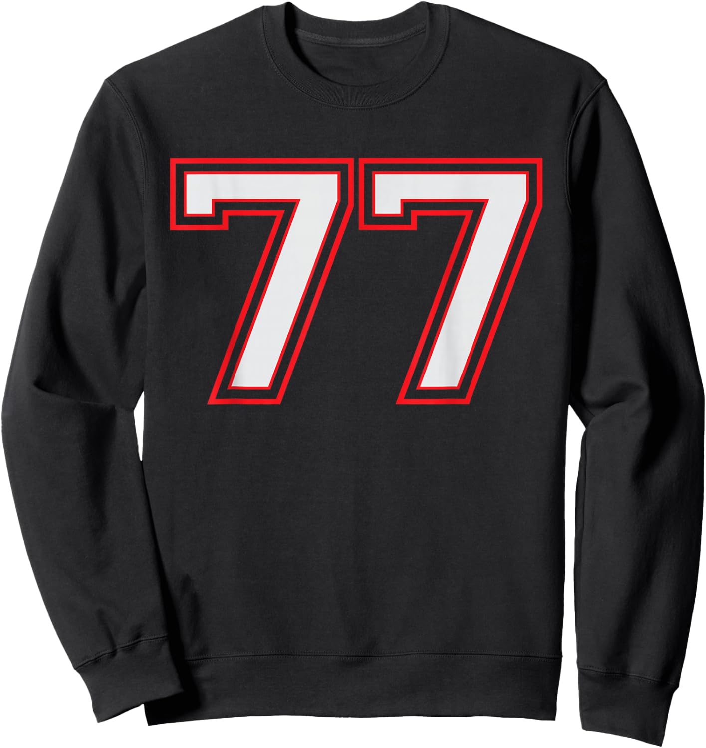 Red Number 77 Sports Player Jersey Fun Game Winner #77 Lucky Sweatshirt - Sweatshirt | Black