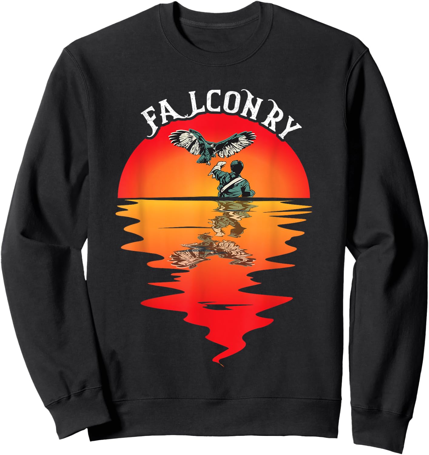 Falconry Vintage Sunset Falcon Trainer Falconer Birder Sweatshirt - Sweatshirt | Black