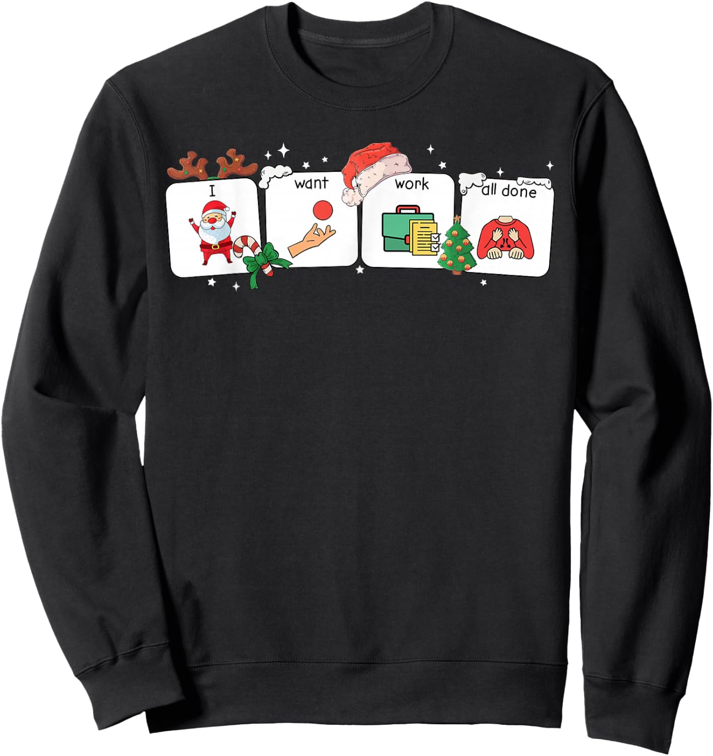 Christmas Santa Special Education Funny SPED Teacher Xmas PJ Sweatshirt - Sweatshirt | Black