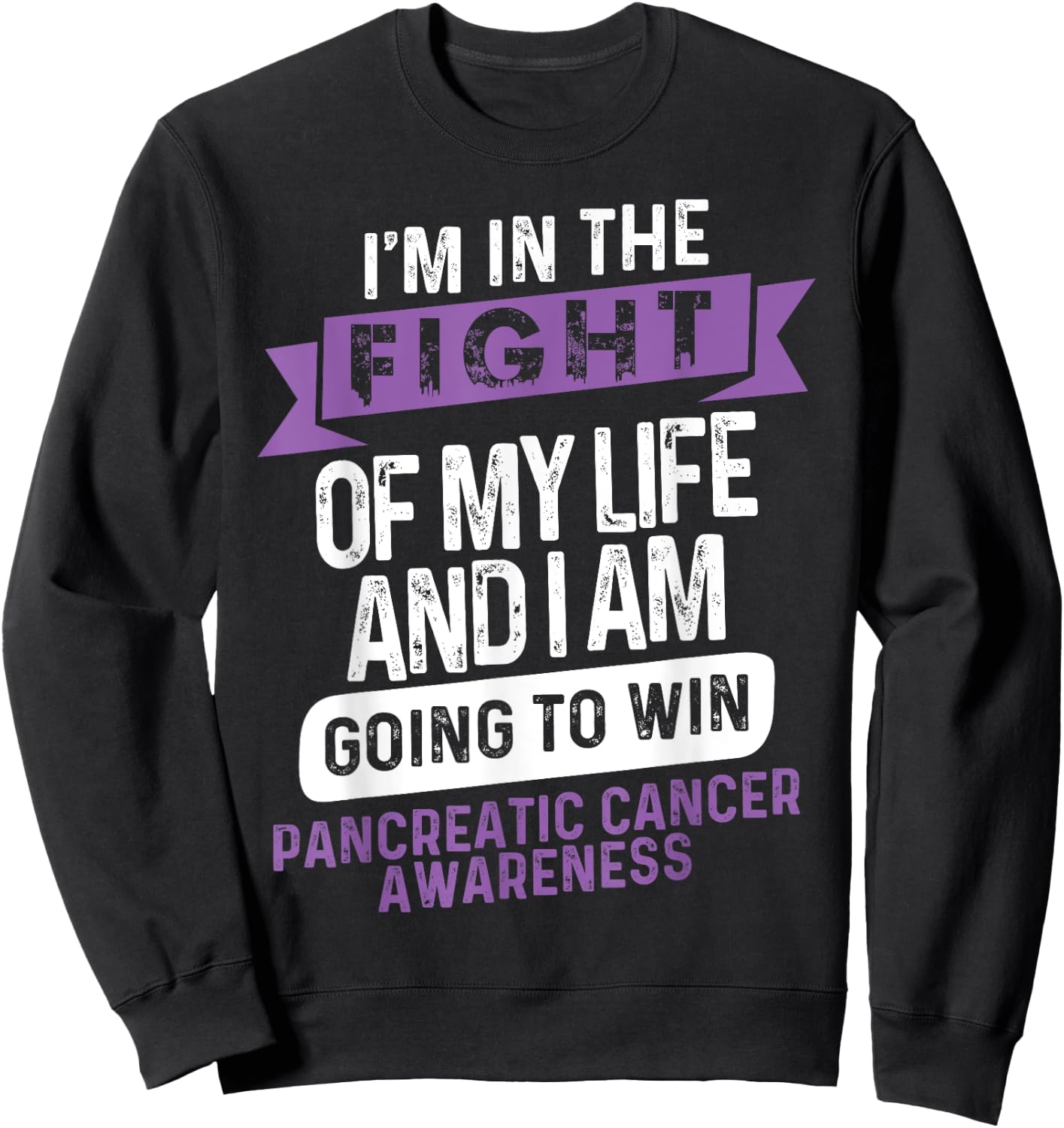 Fight to Win- Pancreatic Cancer Awareness Supporter Ribbon Sweatshirt - Sweatshirt | Black