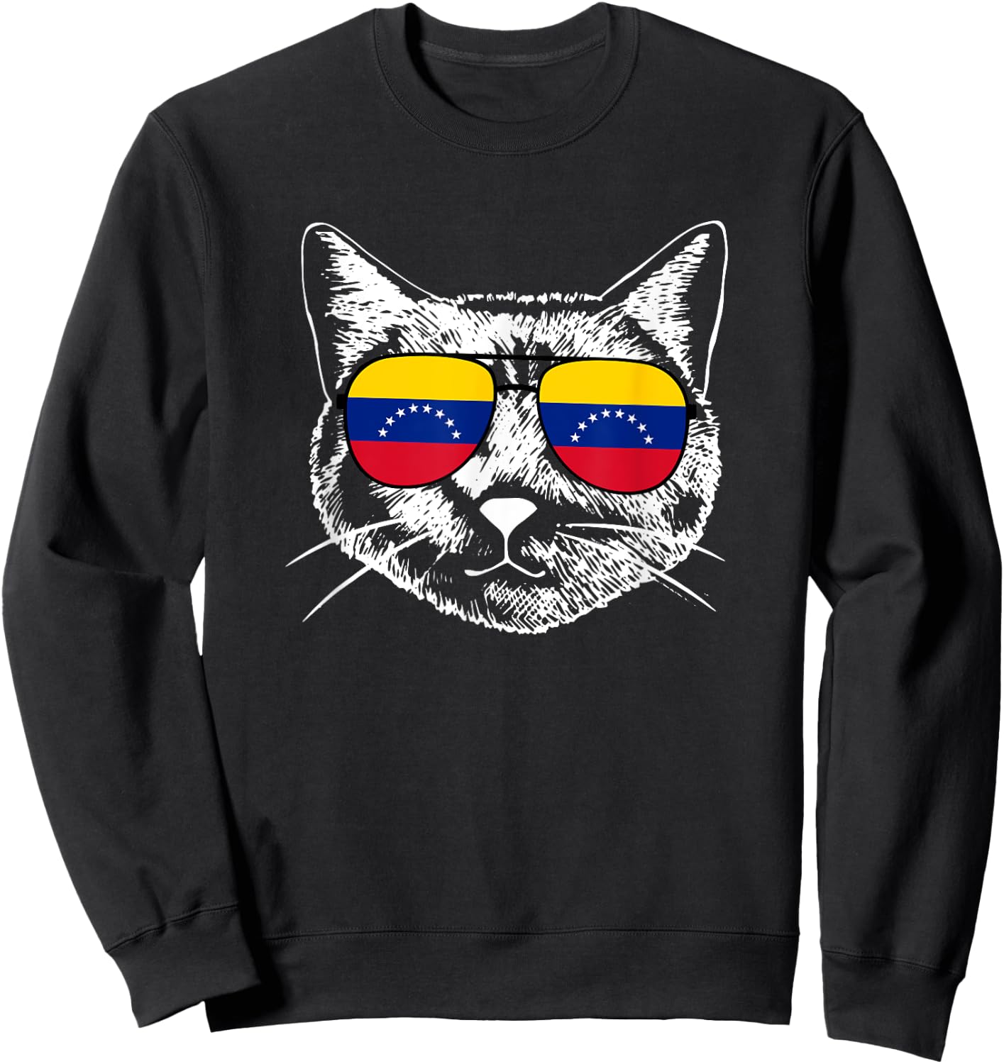 Funny Cat Lover Proud Venezuelan Venezuela Flag Pride Cat Women Kids Sweatshirt - Sweatshirt | Black