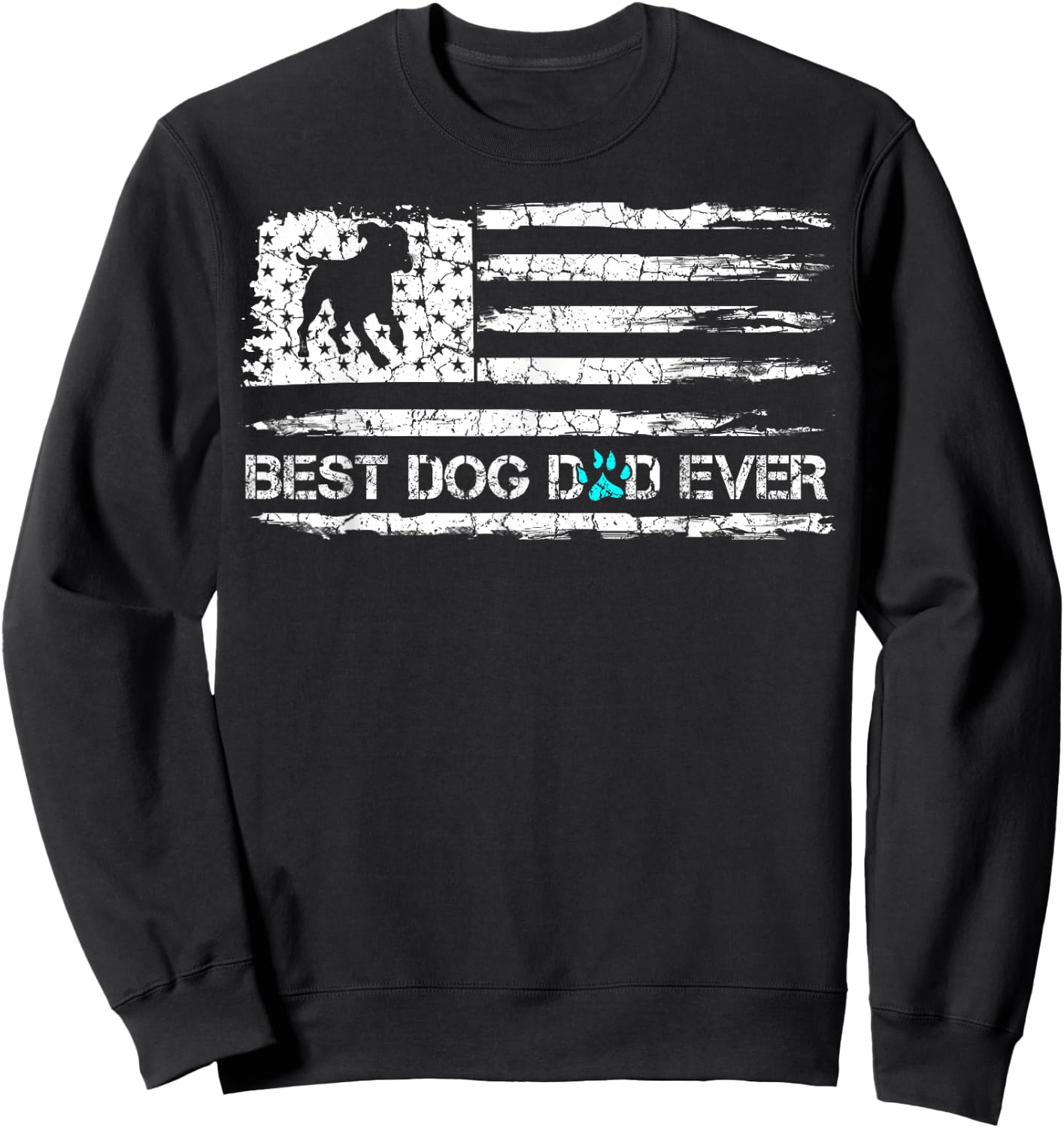 Vintage Best Dog Dad Ever USA Flag, Puppy Daddy Sweatshirt - Sweatshirt | Black
