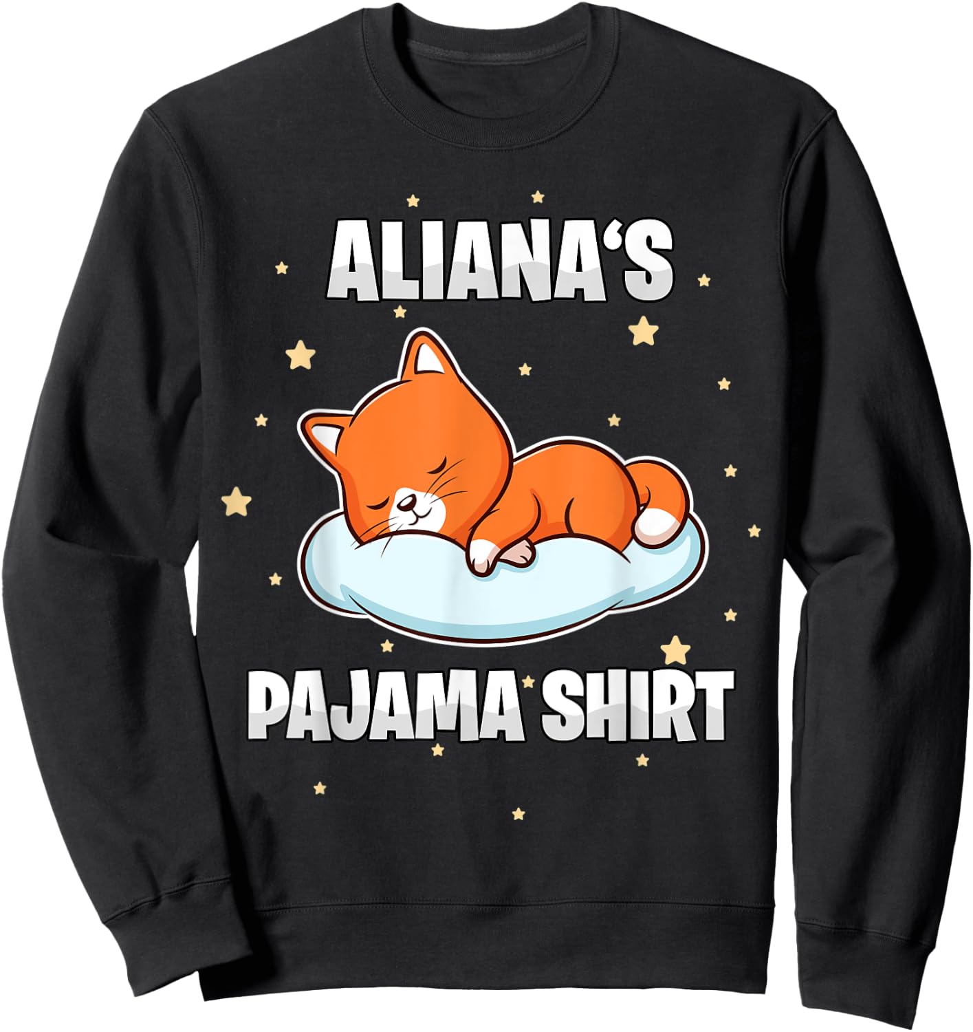 Aliana's Pajama Shirt - Personalized Sleeping Sweatshirt - Sweatshirt | Black