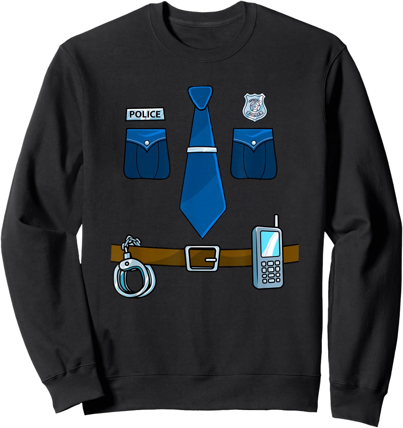 Police Costume For Kids Adults Halloween Police Officer Sweatshirt - Sweatshirt | Black