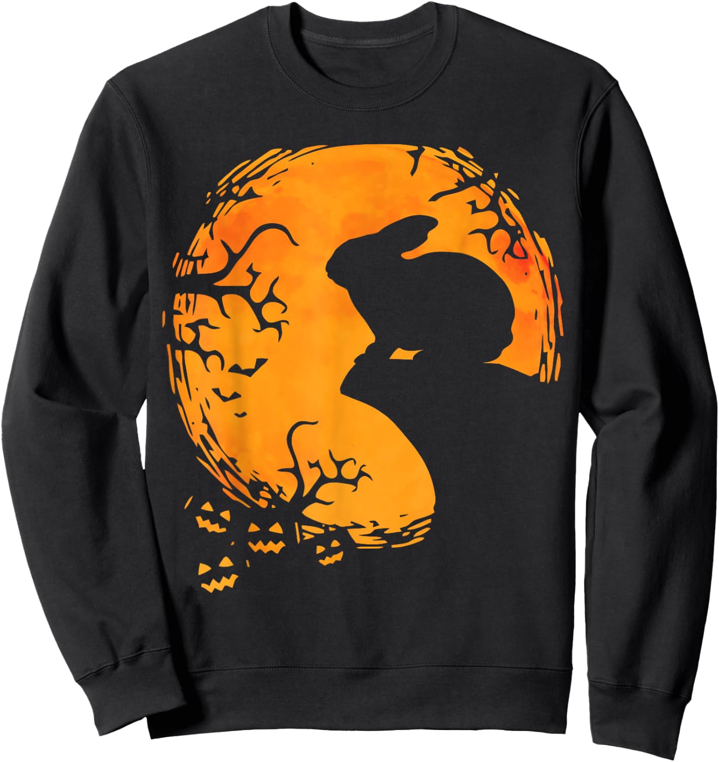 Funny Rabbit Halloween Moon Silhouette Spooky Bunny Lover Sweatshirt - Sweatshirt | Black