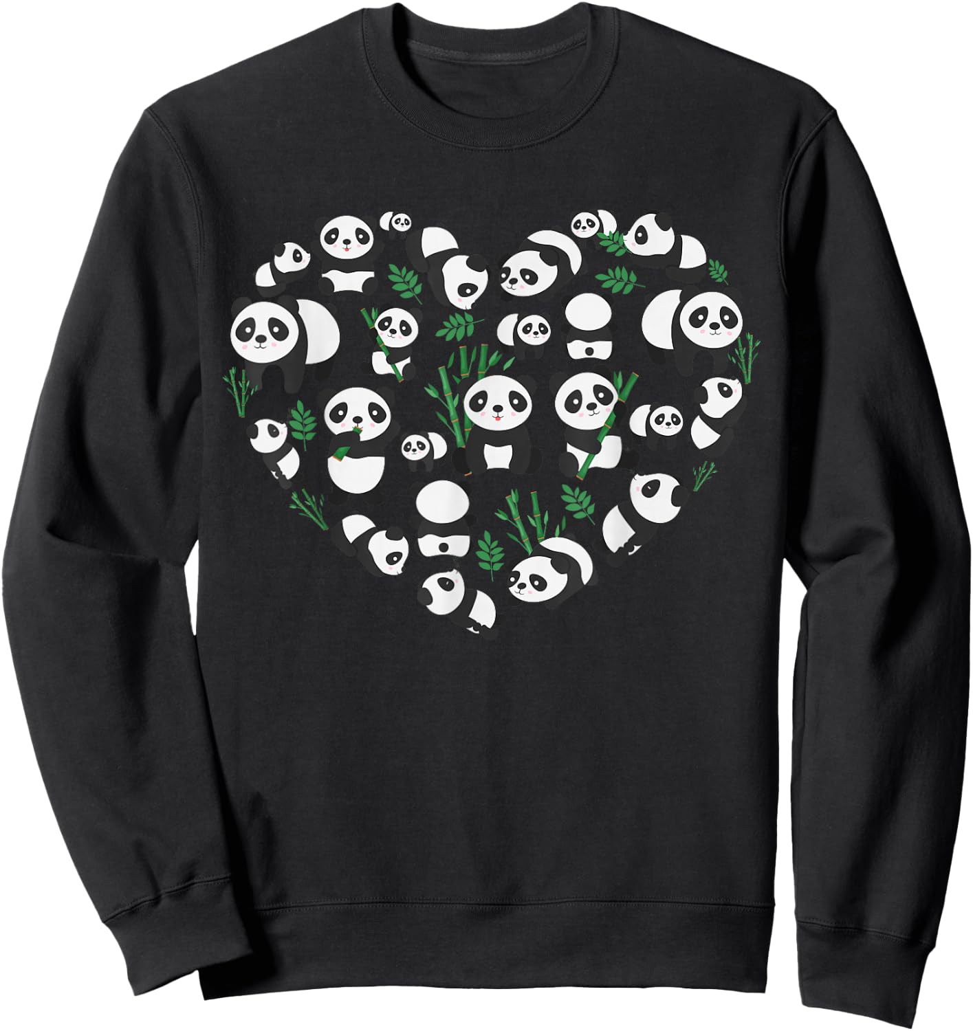 Cute Panda Women Zoo Panda Bear Heart Animal Lovers Sweatshirt - Sweatshirt | Black