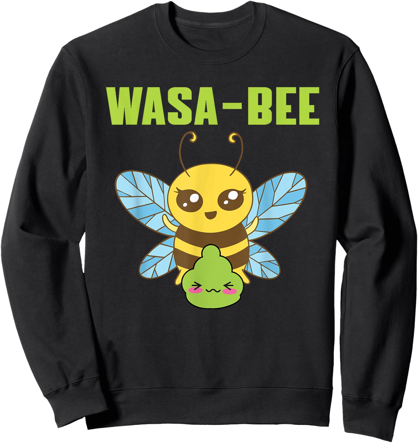 Cute Wasabi Bee Pun Costume Love Spicy Food Japan Sweatshirt - Sweatshirt | Black