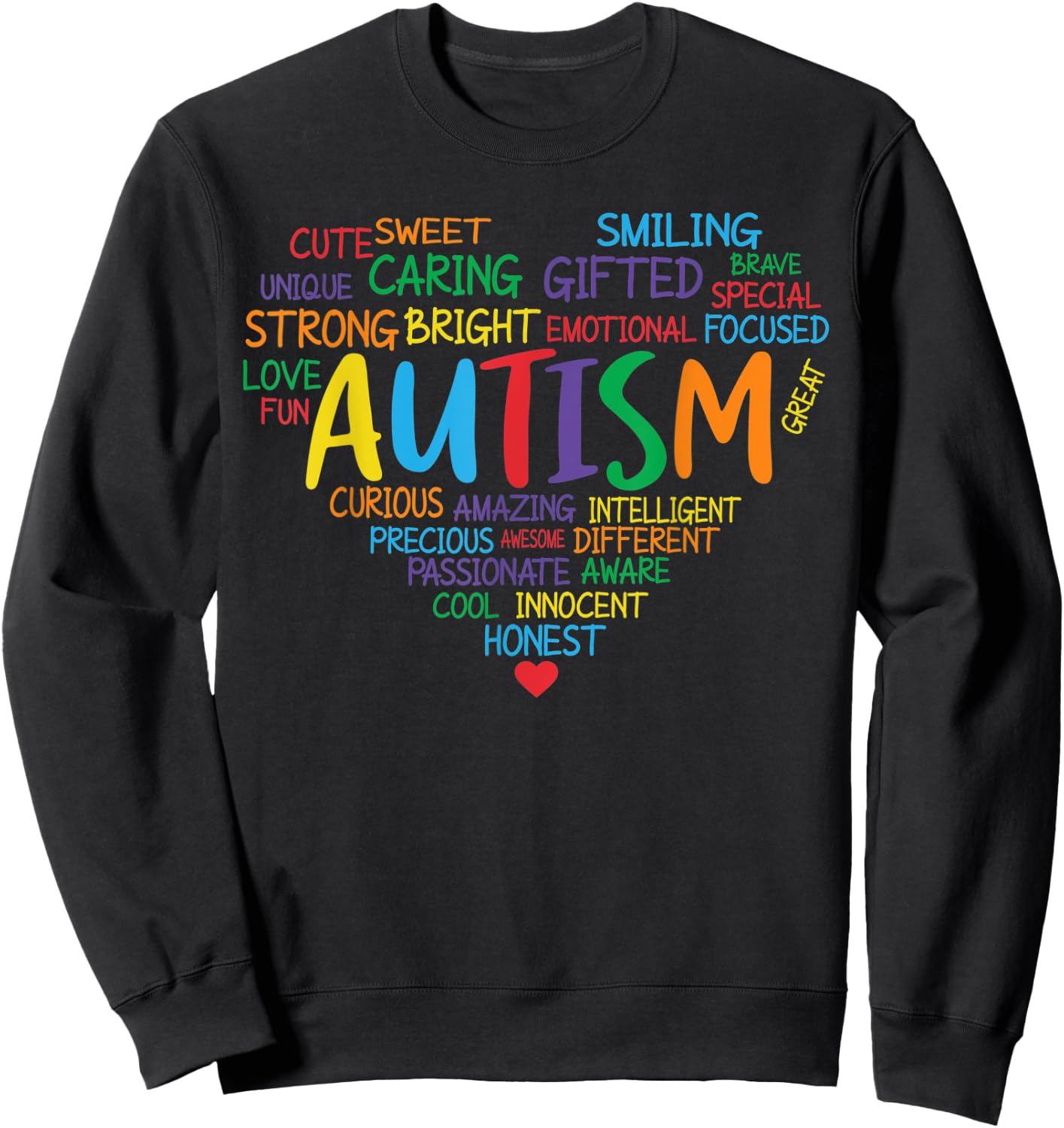 Colorful Autism Heart Autism Awareness Support Sweatshirt - Sweatshirt | Black