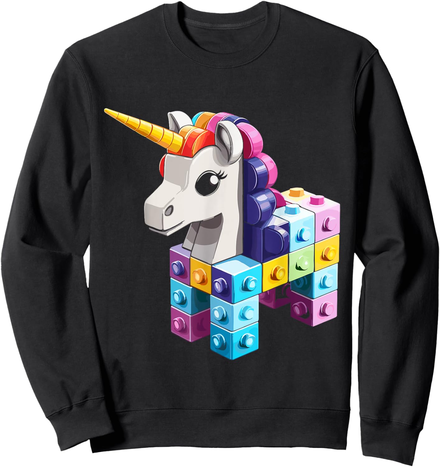 Master Builder Bricks Blocks Play Toys Unicorn Sweatshirt - Sweatshirt | Black