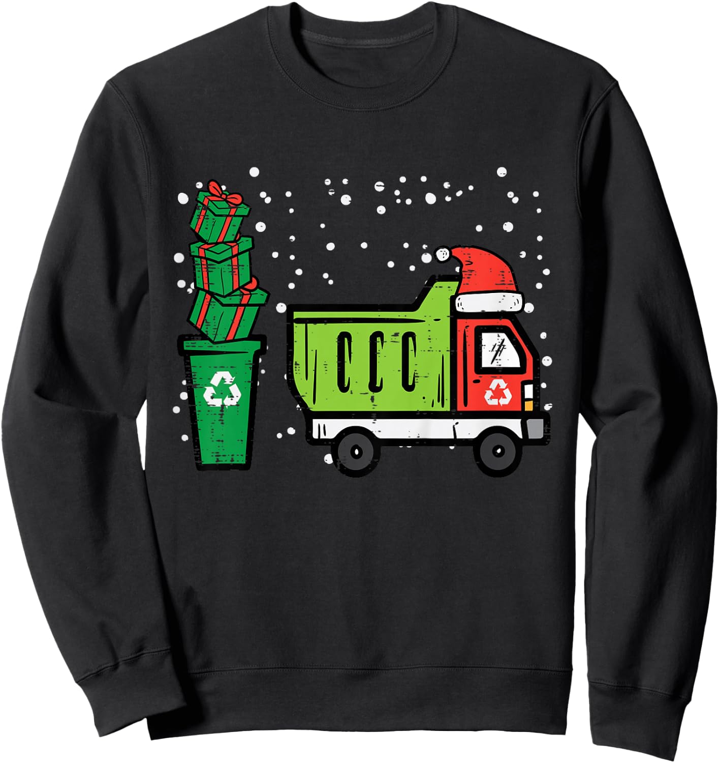 Kids Christmas Dump Recycling Truck Xmas Boys Kids Toddler Youth Sweatshirt - Sweatshirt | Black