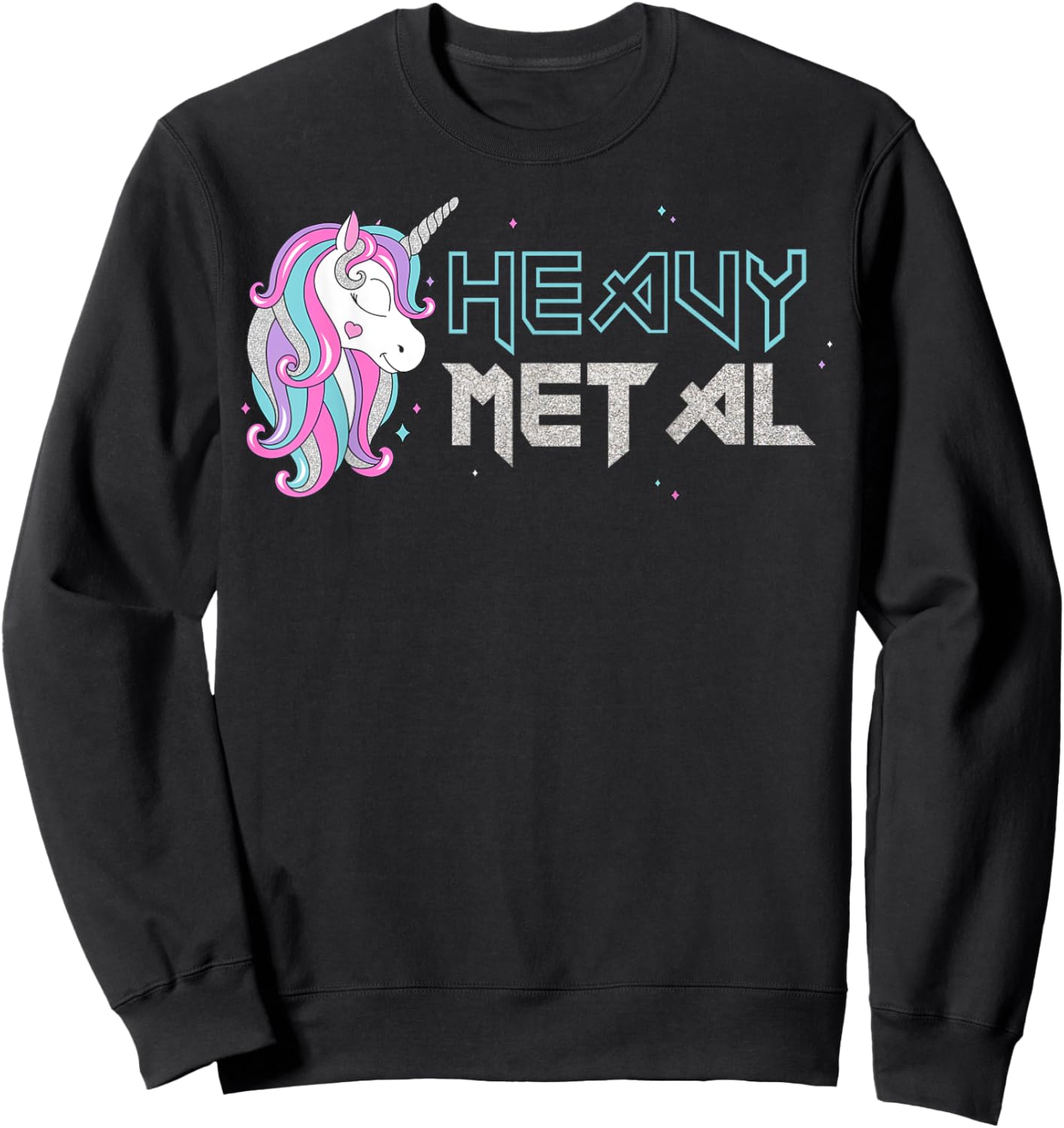 Funny Unicorn Shirt, Ironic Cool Unicorn Heavy Metal Music Sweatshirt - Sweatshirt | Black
