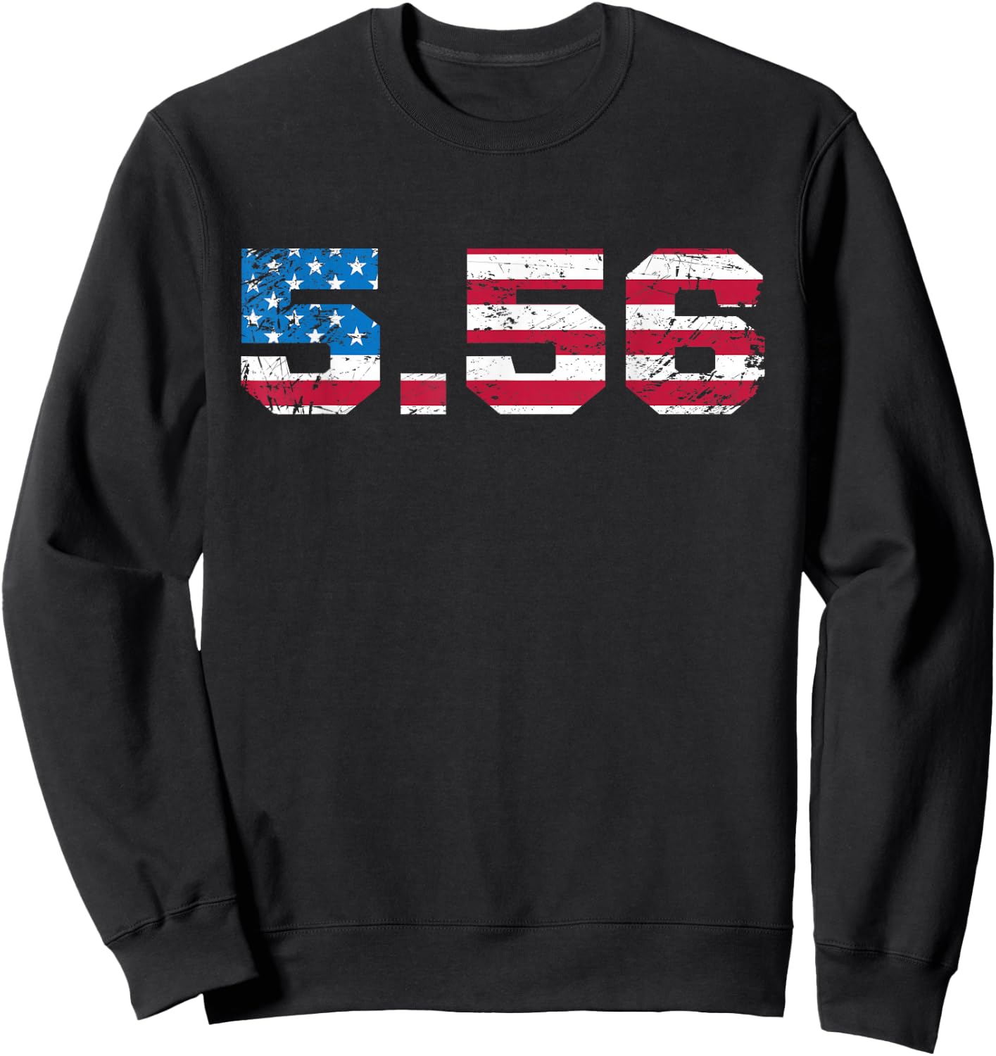 5.56 Rifle Cartridge USA Flag Military & Hunter Enthusiast Sweatshirt - Sweatshirt | Black