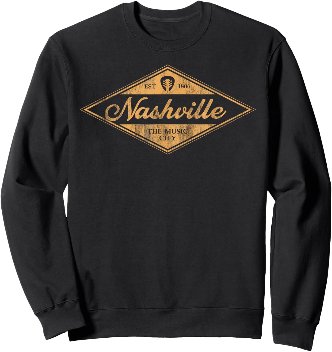Retro Nashville Tennessee Music City Vintage Guitar Souvenir Sweatshirt - Sweatshirt | Black