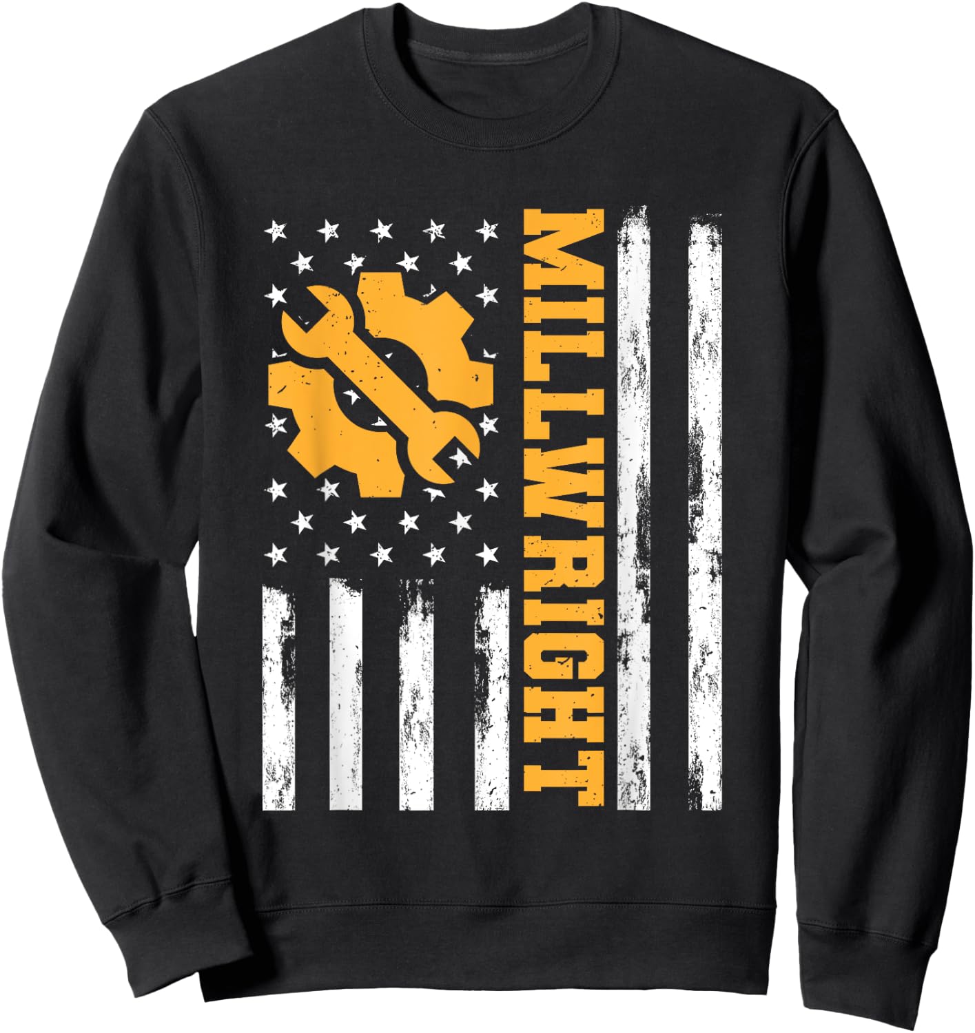 Milwright American Flag Funny USA Patriotic Mill Machinery Women Men Sweatshirt - Sweatshirt | Black