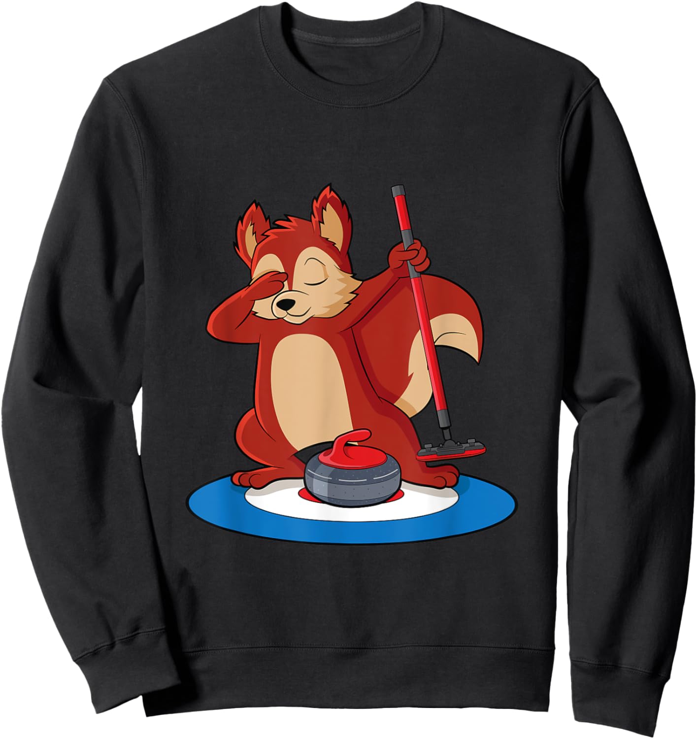 Squirrel playing curling ice sport curler Sweatshirt - Sweatshirt | Black