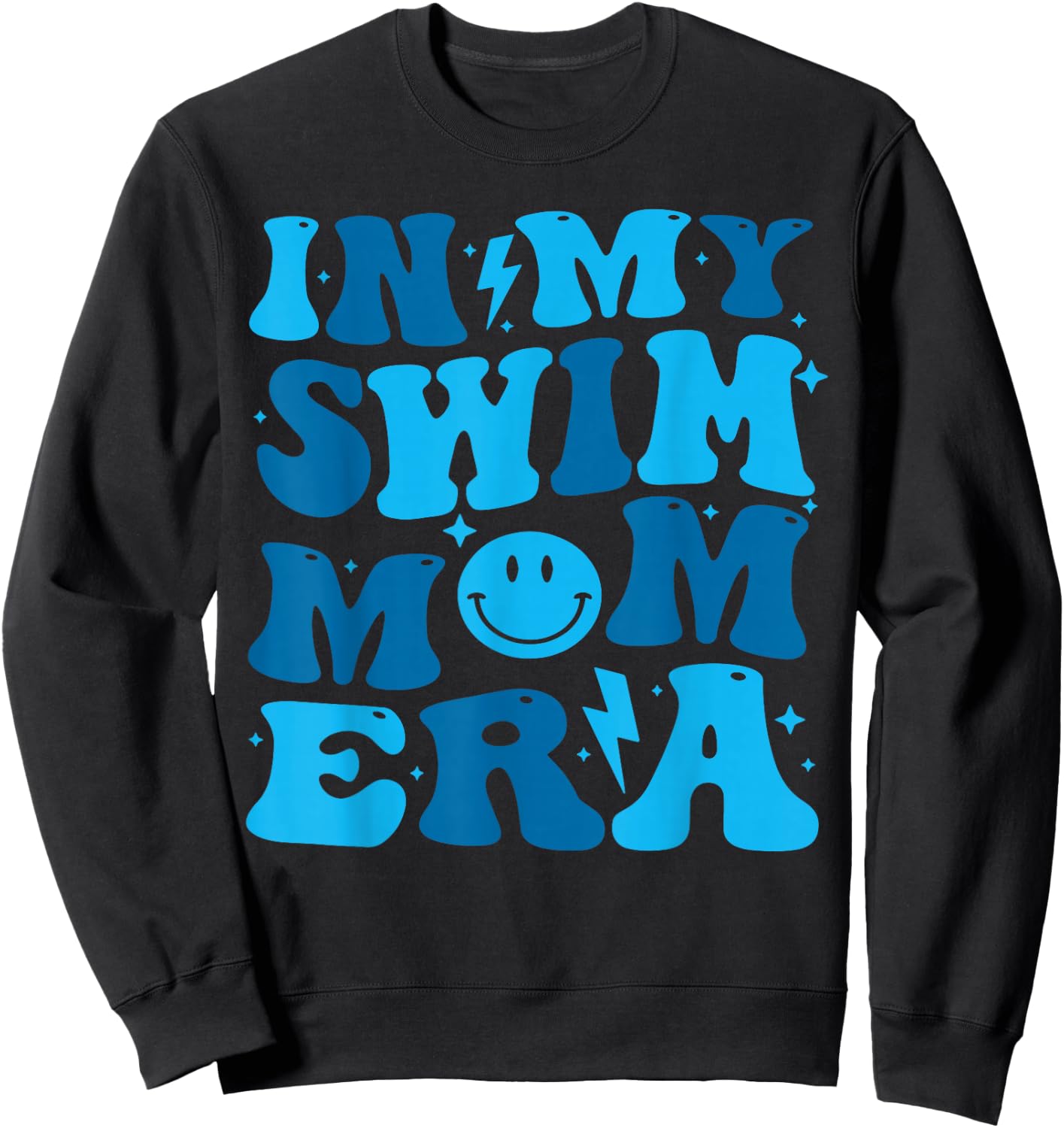 In My Swim Mom Era Groovy Floral Swimming Mom Swimmer Sweatshirt - Sweatshirt | Black