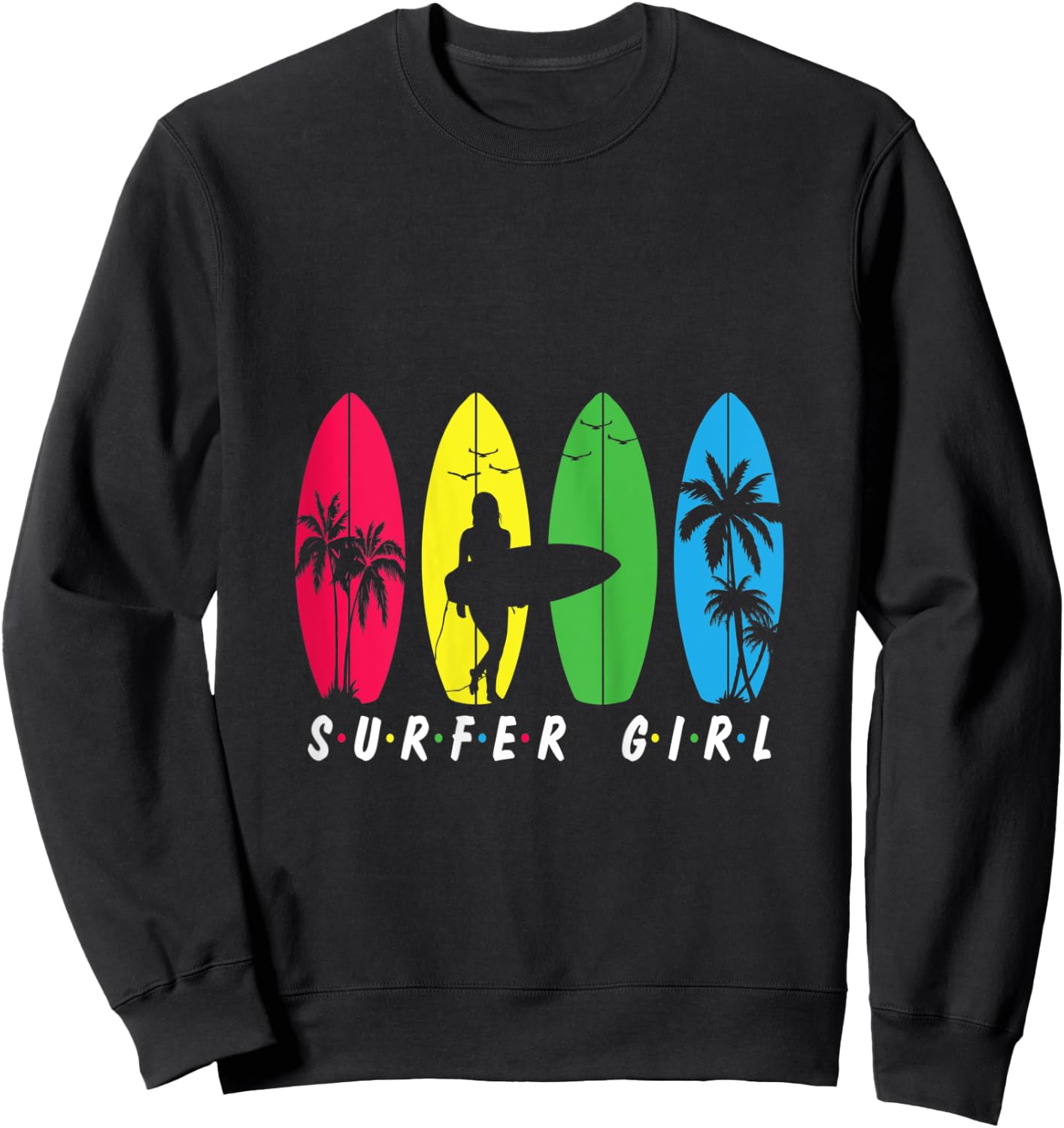 Surfer Girl Costume Vintage Surfboard Surfers Gifts Surfing Sweatshirt - Sweatshirt | Black