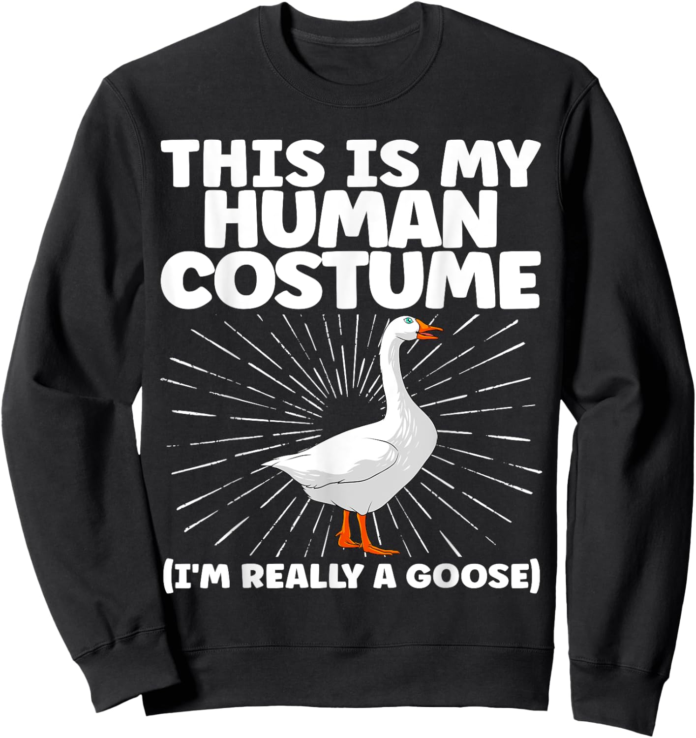 Cute Goose Design Women Farm Animal Goose Lovers Sweatshirt - Sweatshirt | Black