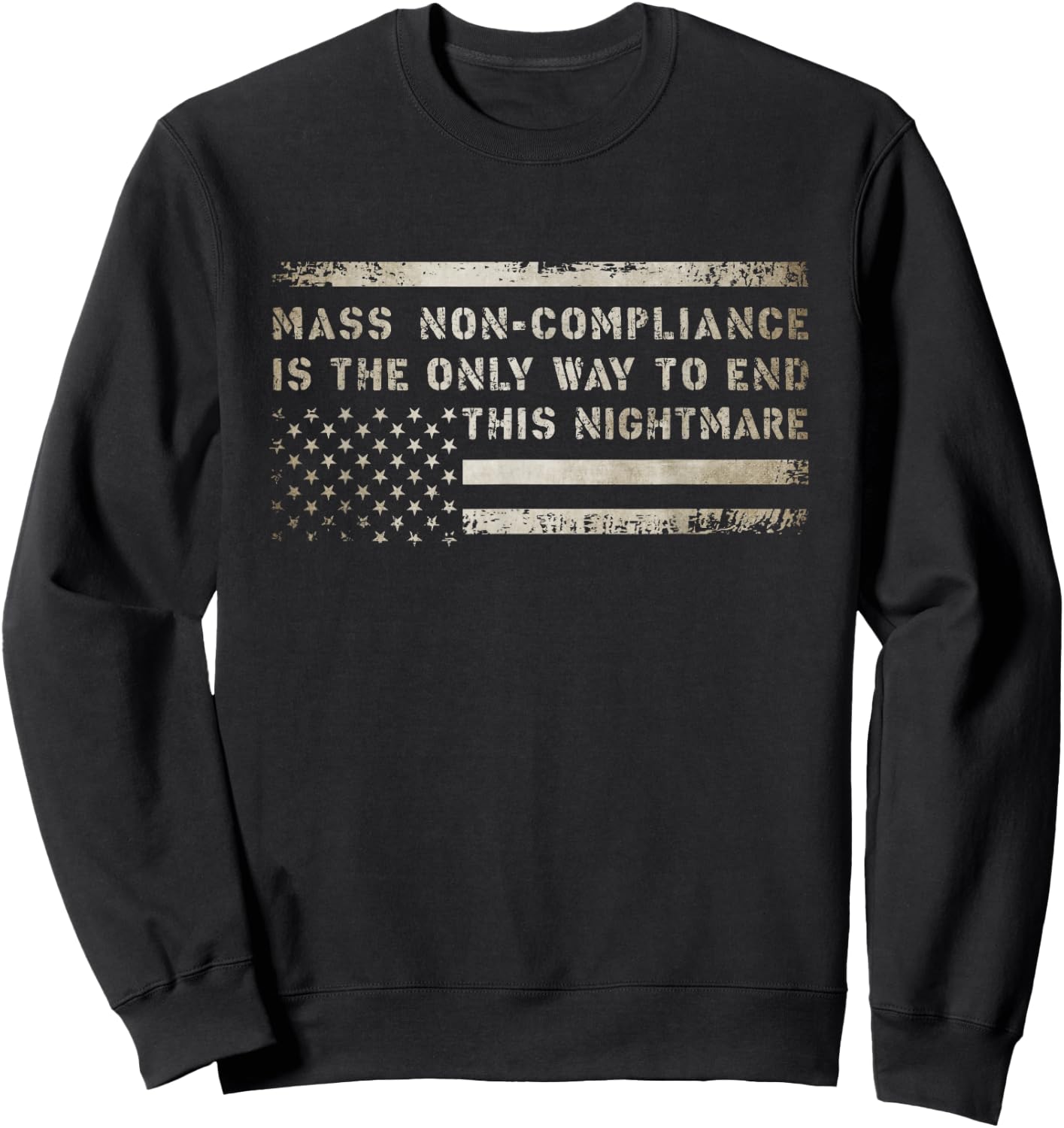 Mass Non Compliance - Upside Down American Flag Sweatshirt - Sweatshirt | Black