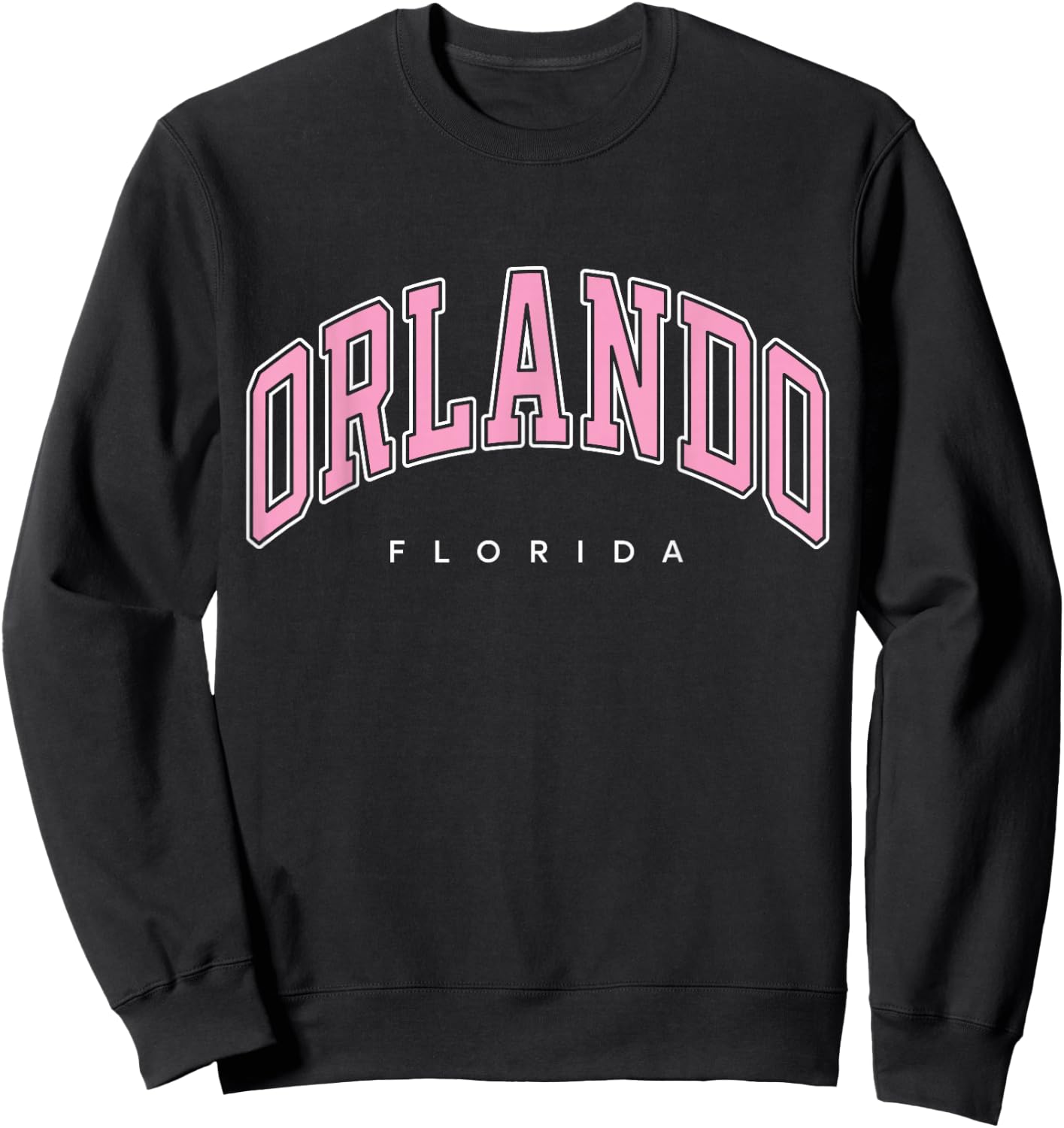 Orlando Florida FL Varsity Style Pink Text Sweatshirt - Sweatshirt | Black