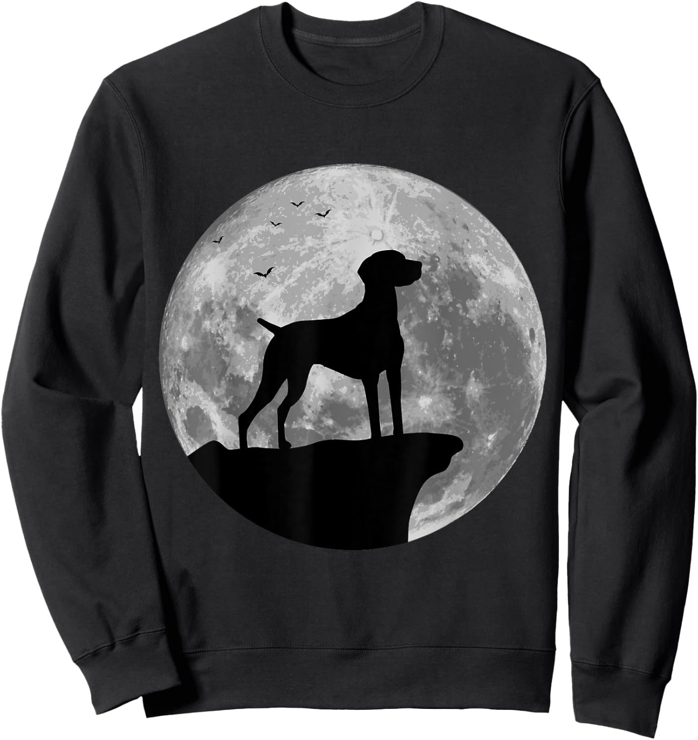 Hungarian Vizsla Silhouette In The Moon Halloween Costume Sweatshirt - Sweatshirt | Black